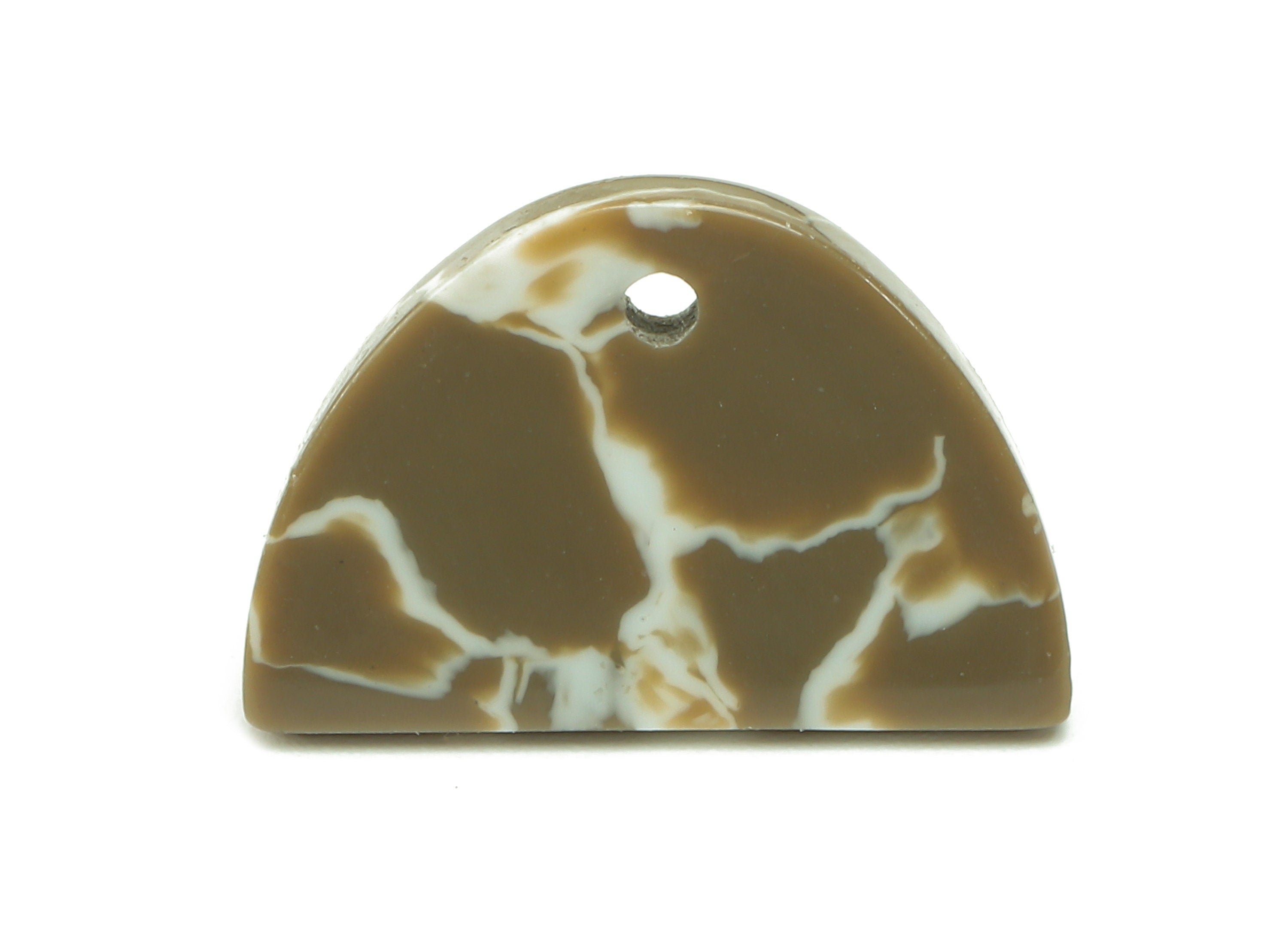 Acetate Semicircle Stud Earring - Half Moon Earring Post With Hole - 316 Stainless Steel - Color Code: A844 - 18.2x12.24x2.7mm - AC2558-A844 - DOMEDBAZAAR