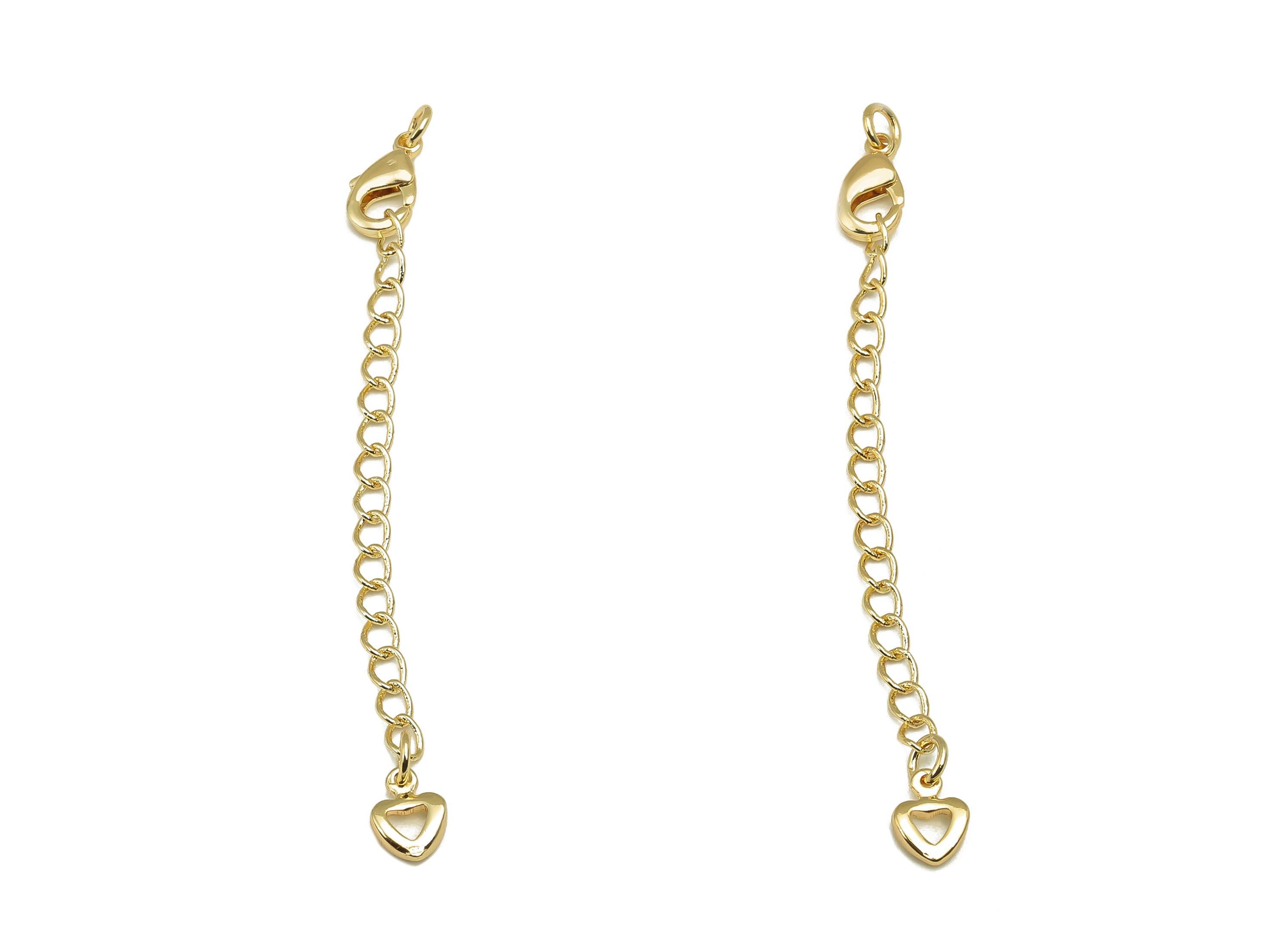 Extender Curb Chain - Extender Safety Parrot Clasp - Heart Lobster Clasp - Extension Chain - 18K Real Gold Plating - 67.3x5.6x2.4mm -RGP5814 - DOMEDBAZAAR