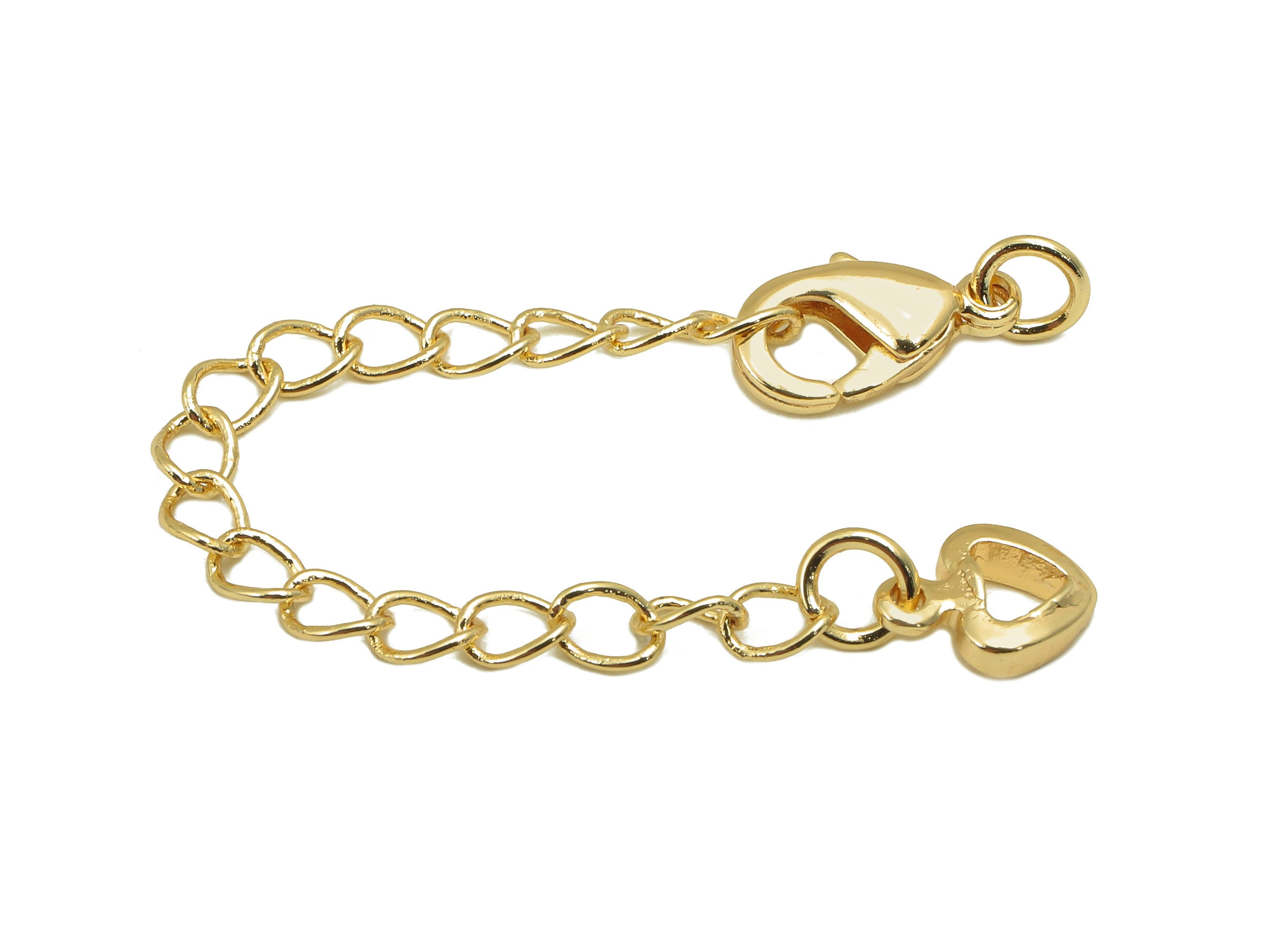 Extender Curb Chain - Extender Safety Parrot Clasp - Heart Lobster Clasp - Extension Chain - 18K Real Gold Plating - 67.3x5.6x2.4mm -RGP5814 - DOMEDBAZAAR