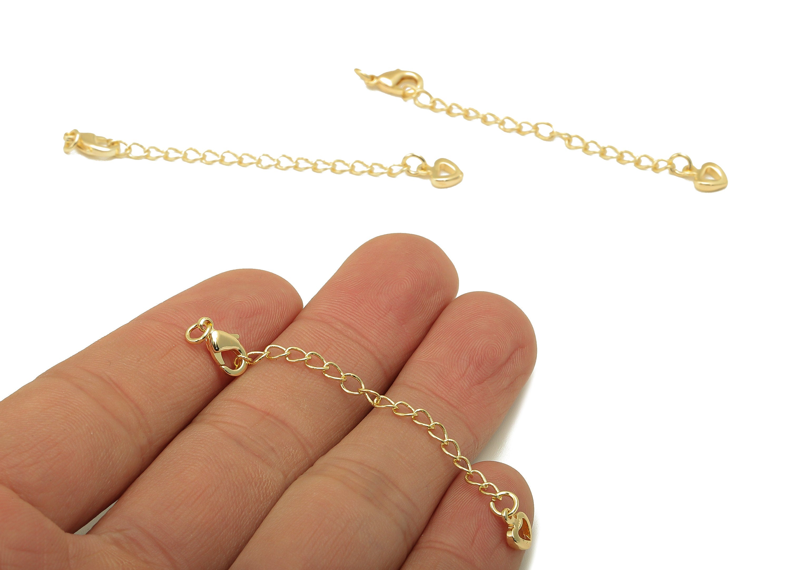 Extender Curb Chain - Extender Safety Parrot Clasp - Heart Lobster Clasp - Extension Chain - 18K Real Gold Plating - 67.3x5.6x2.4mm -RGP5814 - DOMEDBAZAAR
