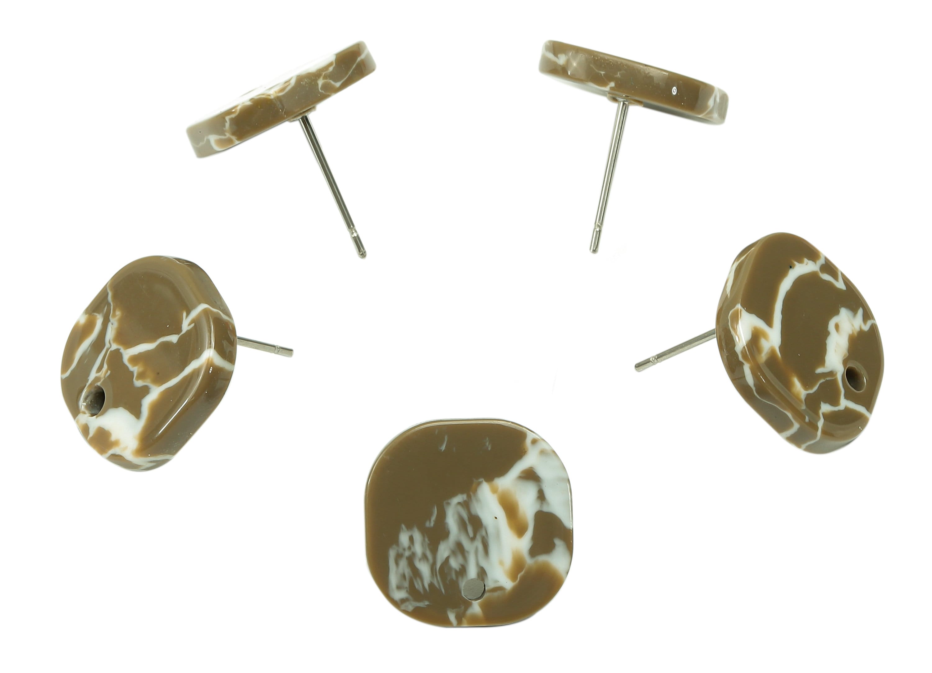 Acetate Oval Square Stud Earring - Acetate Earring Post With Hole - 316 Stainless Steel Stud - Color Code: A844 - 15x14.5x3mm - AC2562-A844 - DOMEDBAZAAR
