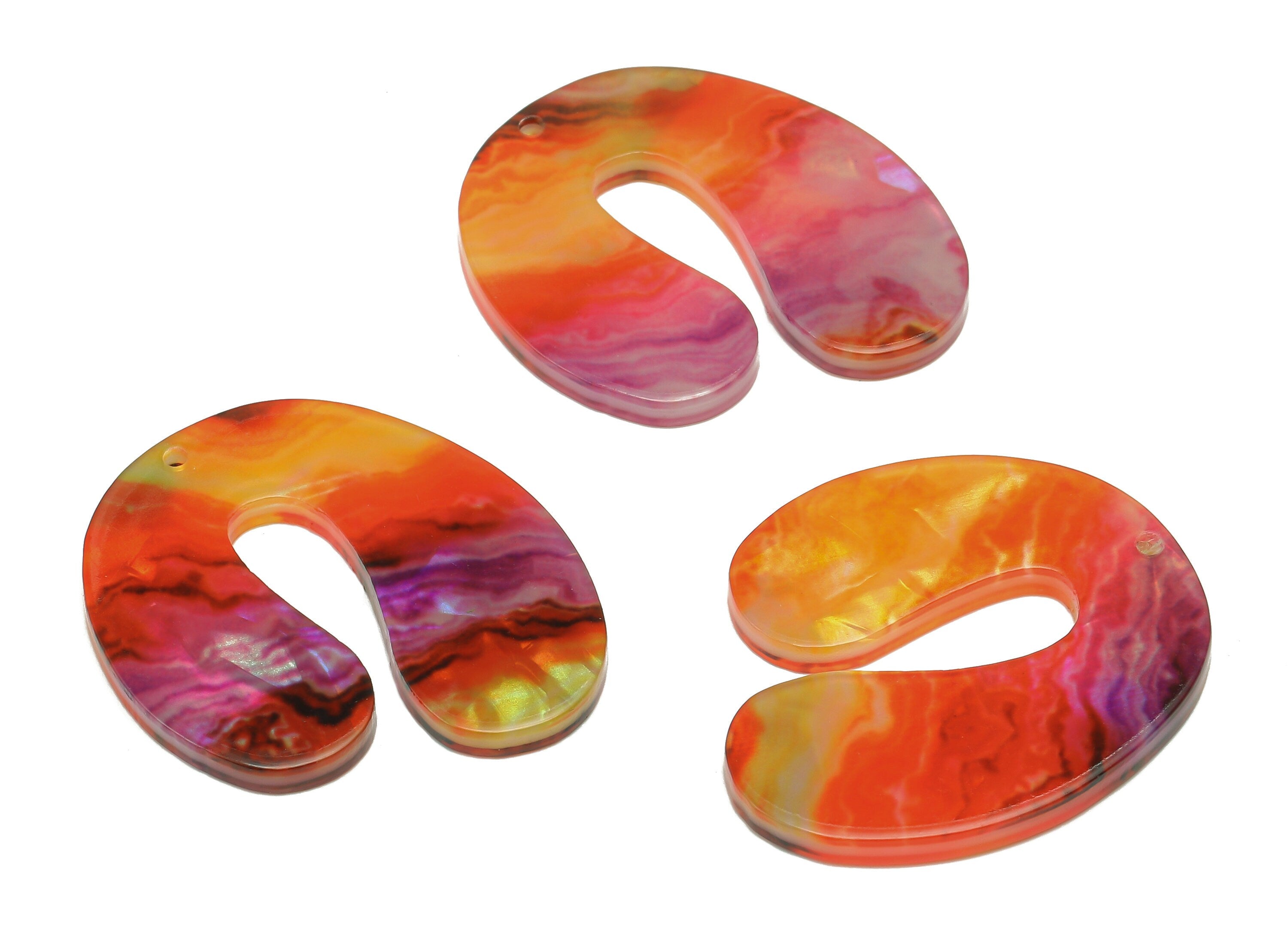 PVC U Rainbow Earring Charm - PVC U Sunset Pendant With Hole - Earring Findings - Color Code: A862 - 32.32x28.63x2.50mm - AC2537-A862 - DOMEDBAZAAR