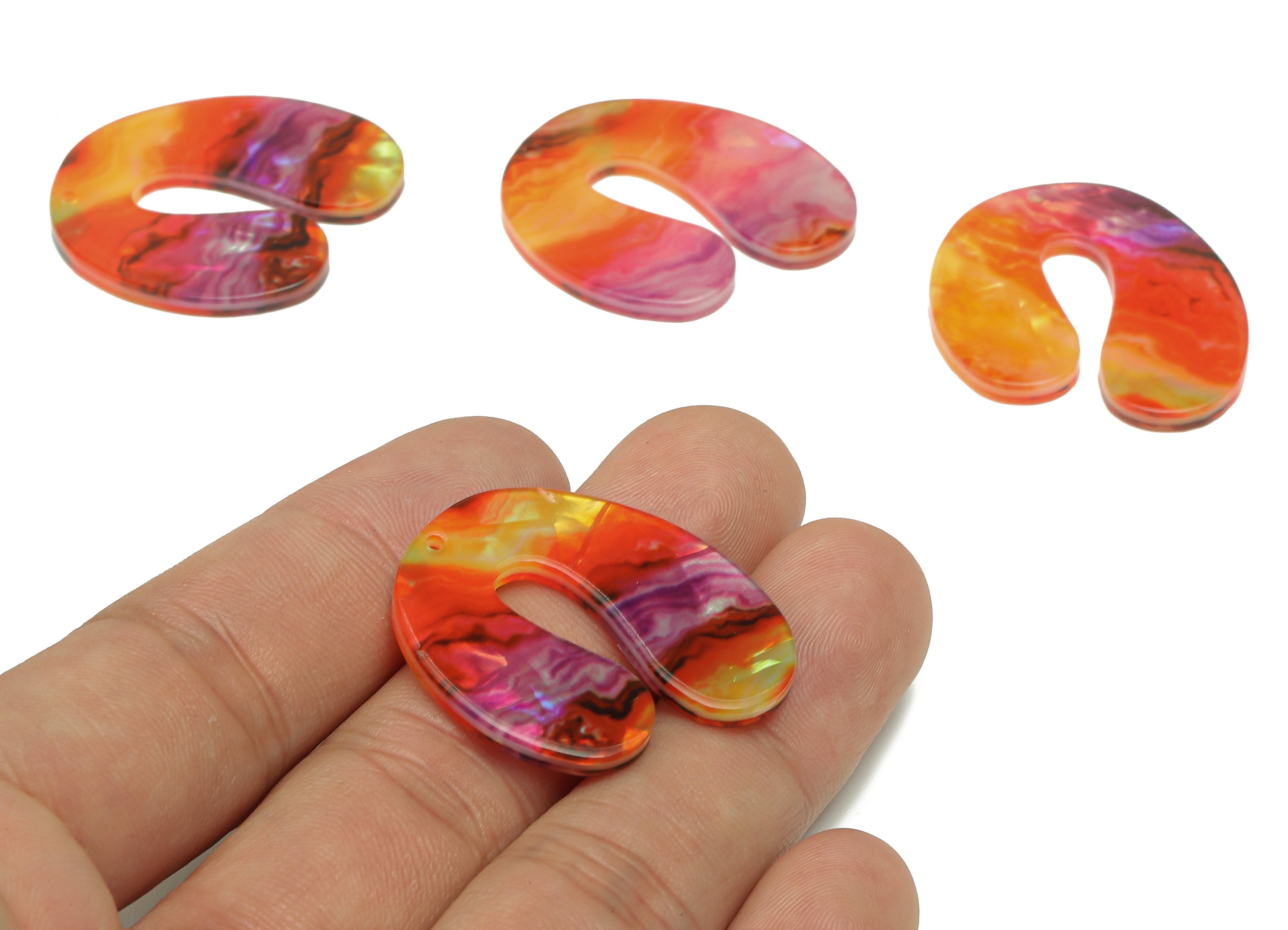 PVC U Rainbow Earring Charm - PVC U Sunset Pendant With Hole - Earring Findings - Color Code: A862 - 32.32x28.63x2.50mm - AC2537-A862 - DOMEDBAZAAR