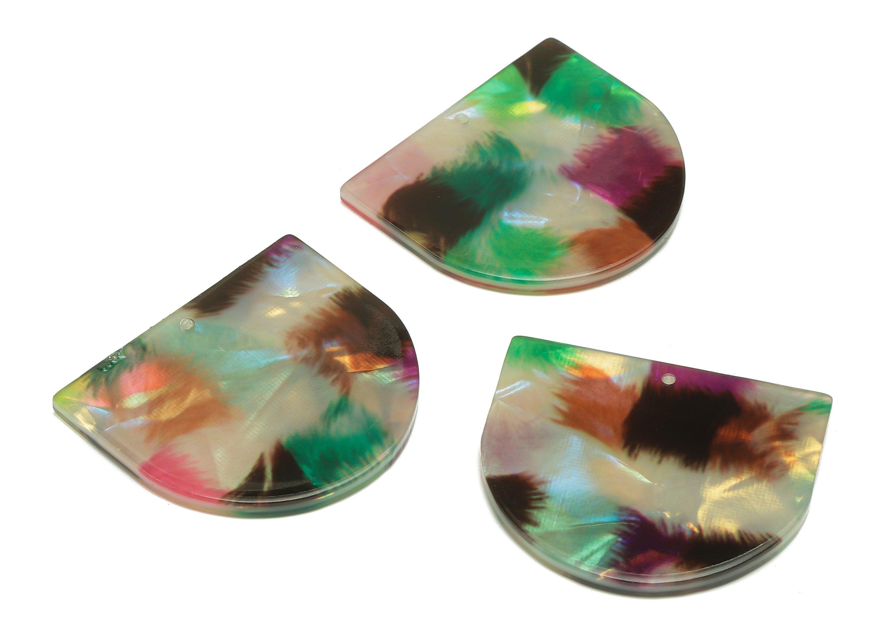 PVC Domed Grass Earring Charm - Domed Rainbow Pendant With Hole - Earring Findings - Color Code: A867 - 28.9x33.2x2.4mm - AC2540-A867 - DOMEDBAZAAR