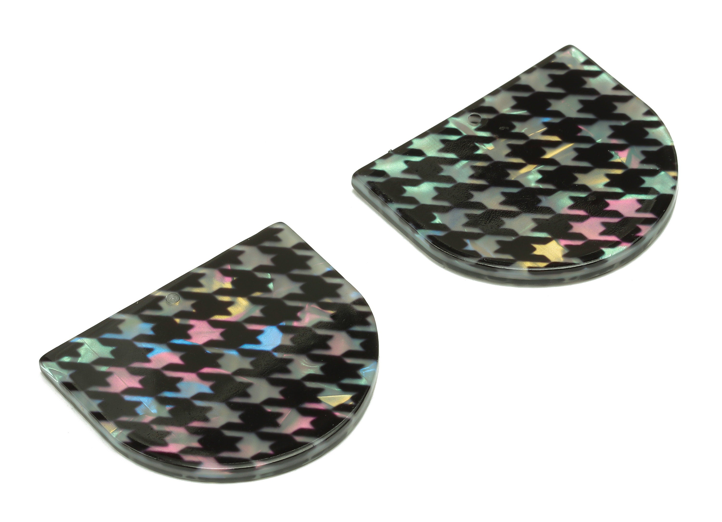 PVC Domed Geometry Earring Charm - Domed Pendant With Hole - Earring Findings - Color Code: A868 - 29x33.3x2.4mm - AC2541-A868 - DOMEDBAZAAR