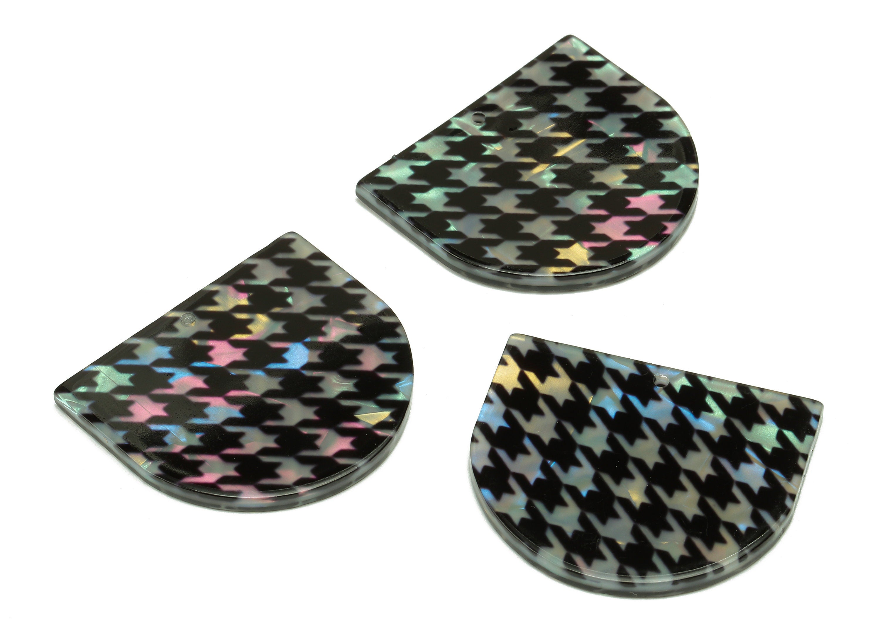 PVC Domed Geometry Earring Charm - Domed Pendant With Hole - Earring Findings - Color Code: A868 - 29x33.3x2.4mm - AC2541-A868 - DOMEDBAZAAR