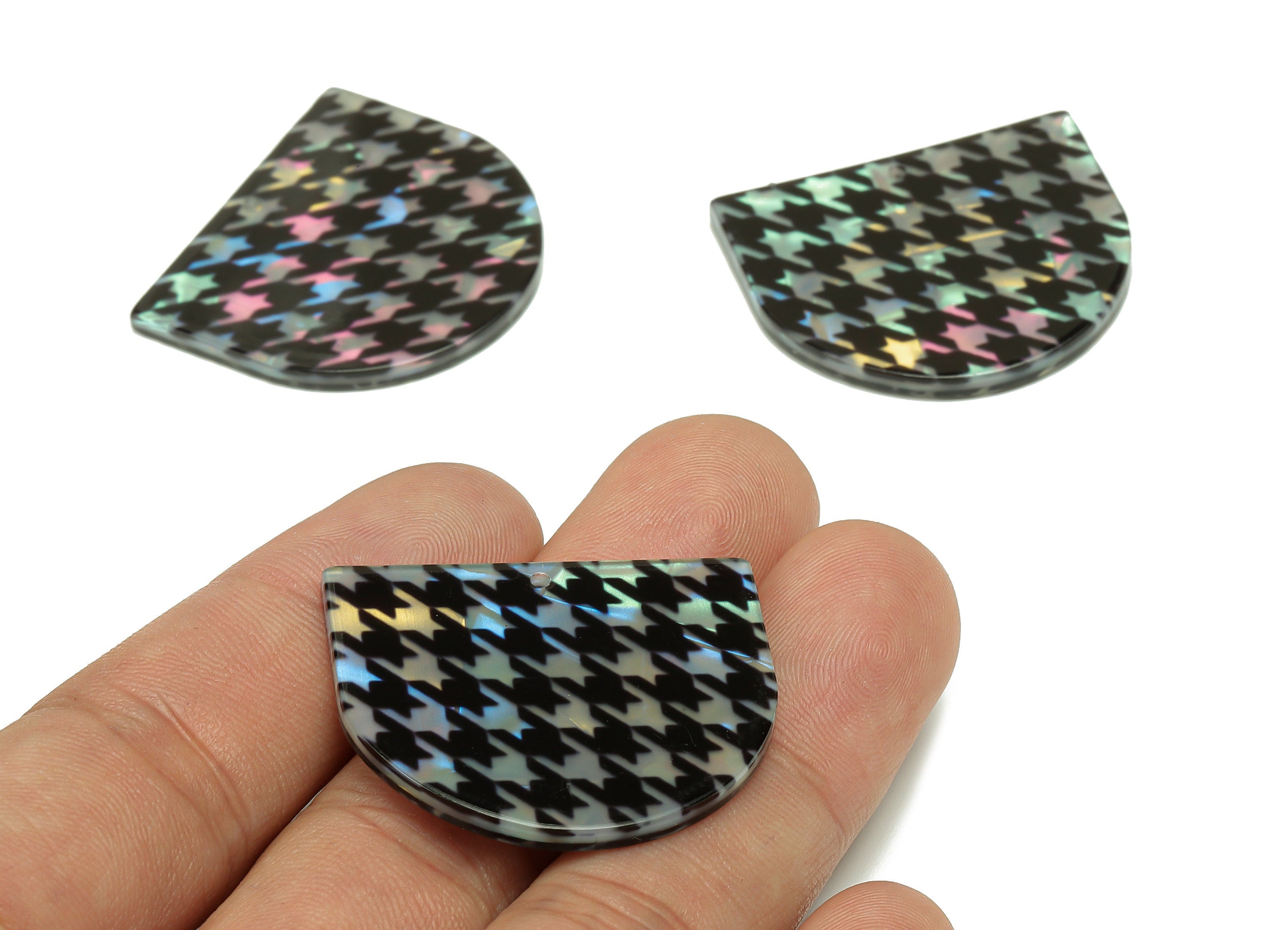 PVC Domed Geometry Earring Charm - Domed Pendant With Hole - Earring Findings - Color Code: A868 - 29x33.3x2.4mm - AC2541-A868 - DOMEDBAZAAR