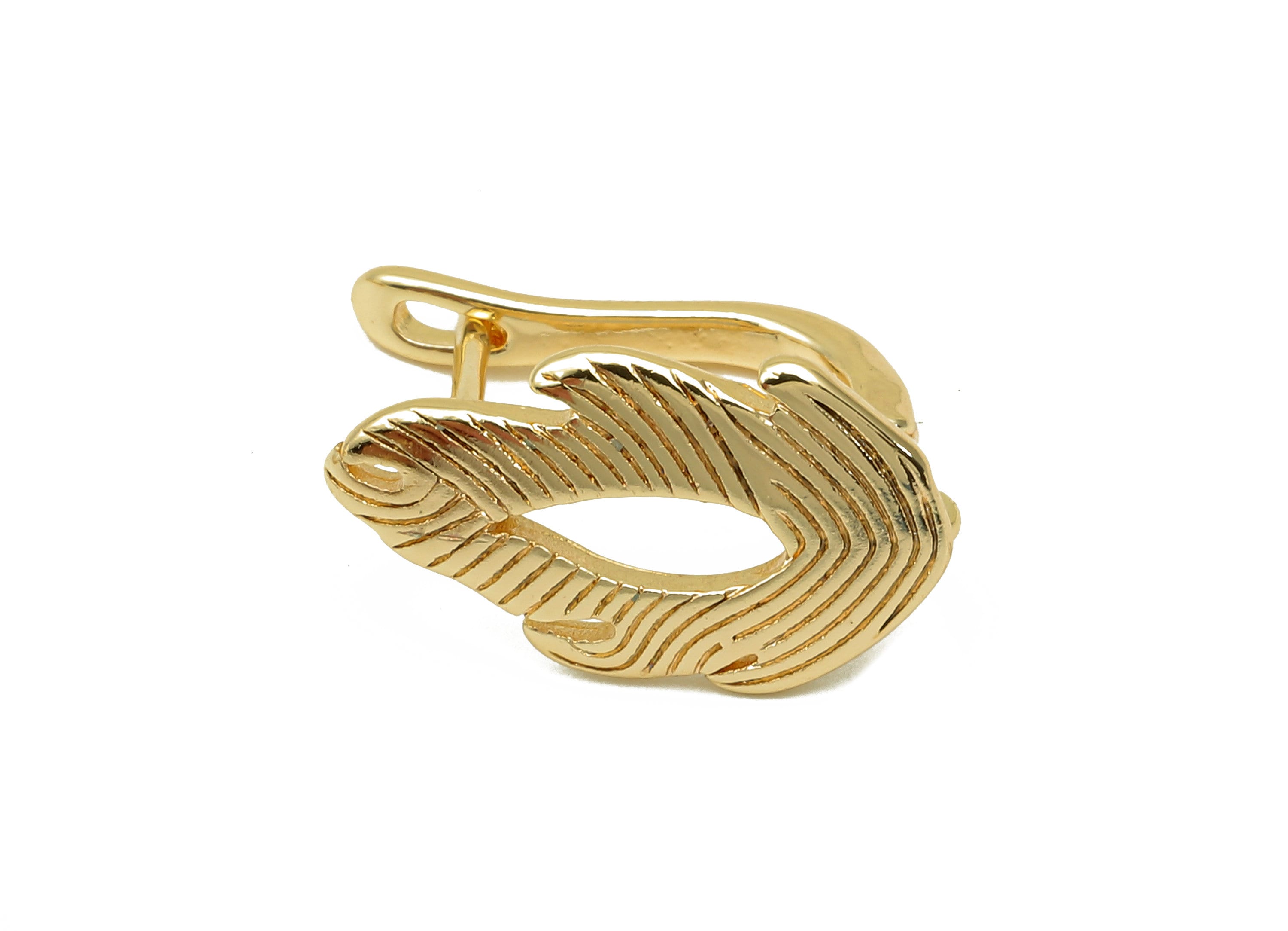 Brass Textured Fire Earring Clasp - Gold Flame Leverback Earring - Dots Clasps Earrings - 18K Real Gold Plating - 17.7x13.4x1.6mm - RGP5674 - DOMEDBAZAAR