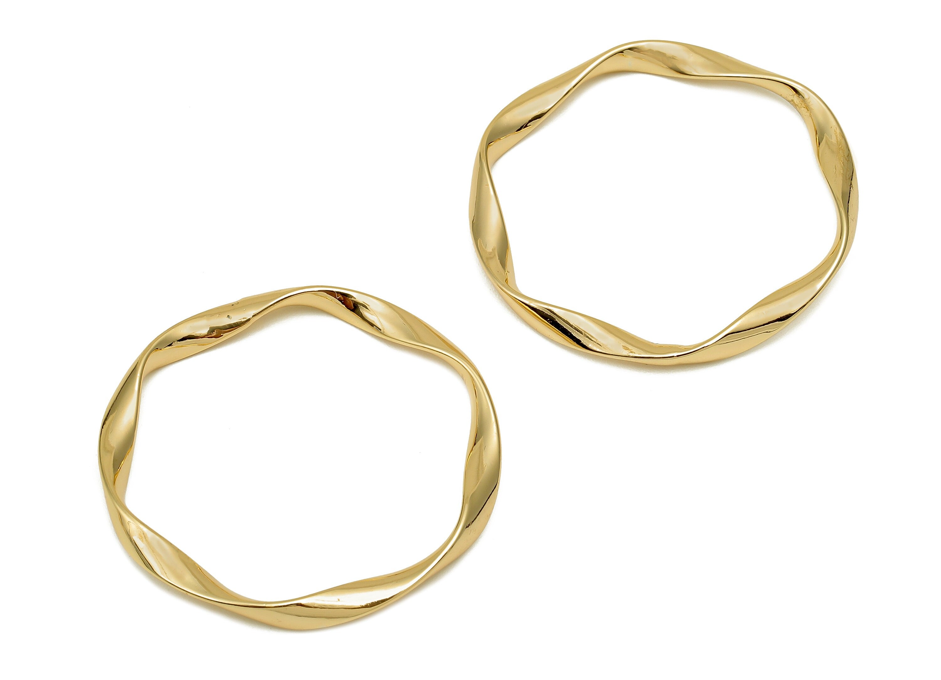 Brass Wavy Circle Hoop Ring - Gold Wave Round Curved Ring - Gold Twisted Flower Hoop - 18K Real Gold Plating - 32.9x32.9x1.5mm - RGP5680 - DOMEDBAZAAR