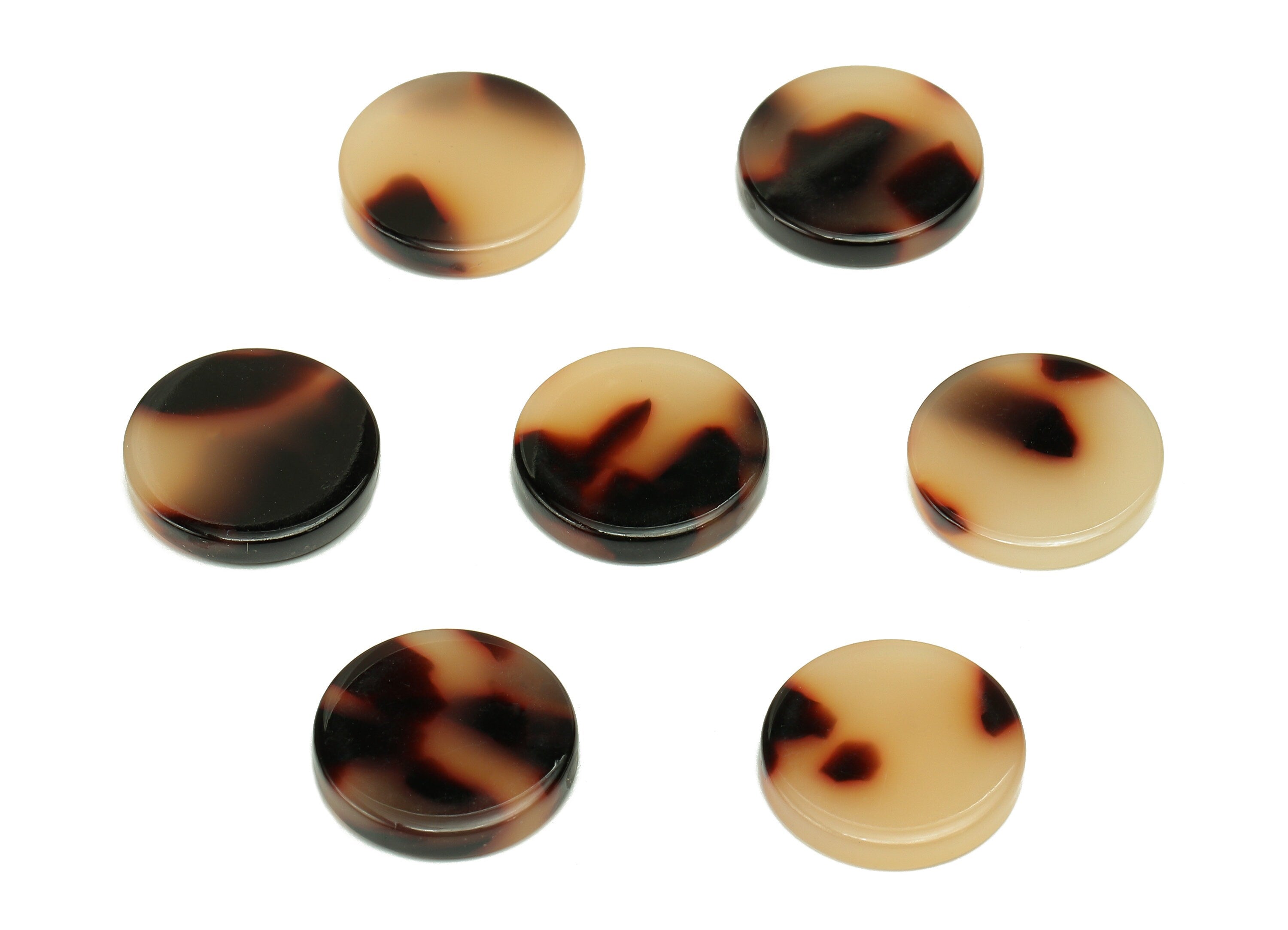 Acetate Mini Coin Earring Charm - Tiny Round Tortoise Shell Earring - Circle Pendant With Hole - Color Code: A07 - 14.8x15x2mm - AC2552-A07 - DOMEDBAZAAR