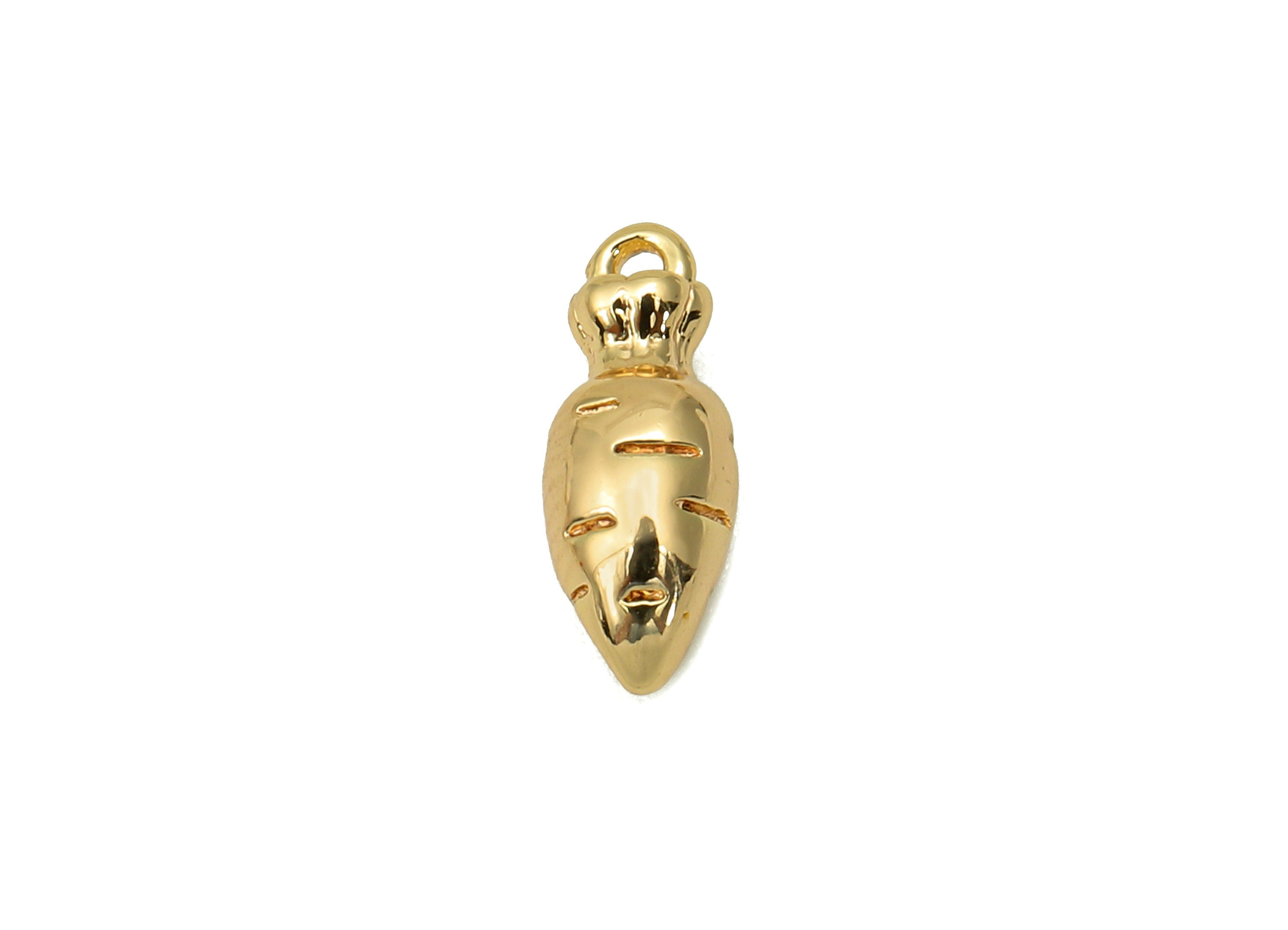 Brass Mini Carrot Earrings Charms - Gold Thick Vegetable Earring - Pendant With Loop - 18K Real Gold Plating Charm - 11.6x4.2x4.6mm -RGP5688 - DOMEDBAZAAR