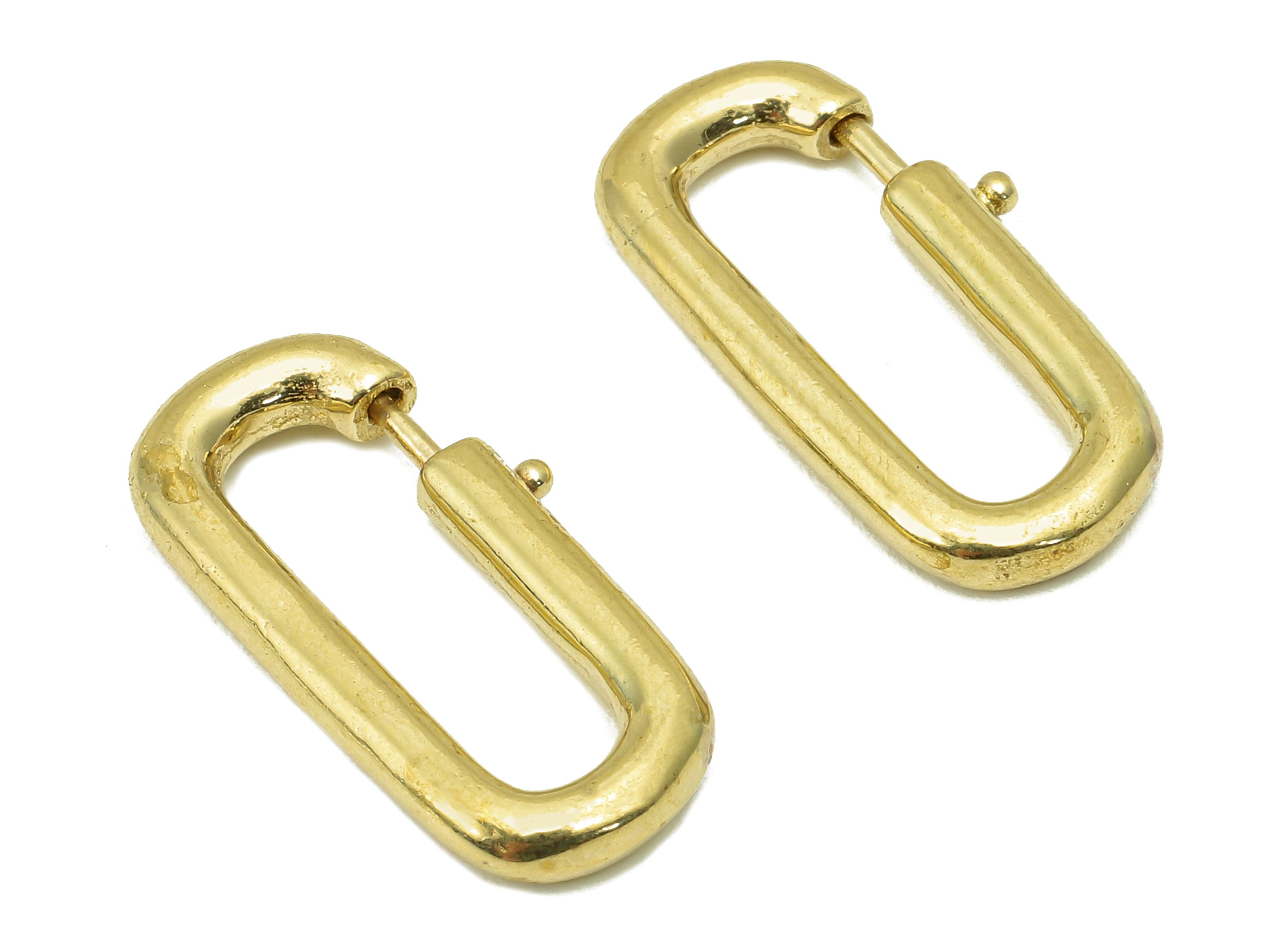 Brass Oval Rectangle Earrings Clasp - Raw Brass Open Close Gate Ring - Pull Spring Gate Oval Clasp - Holder Clasp - 23.2x11.9x2.8mm - PP8184 - DOMEDBAZAAR