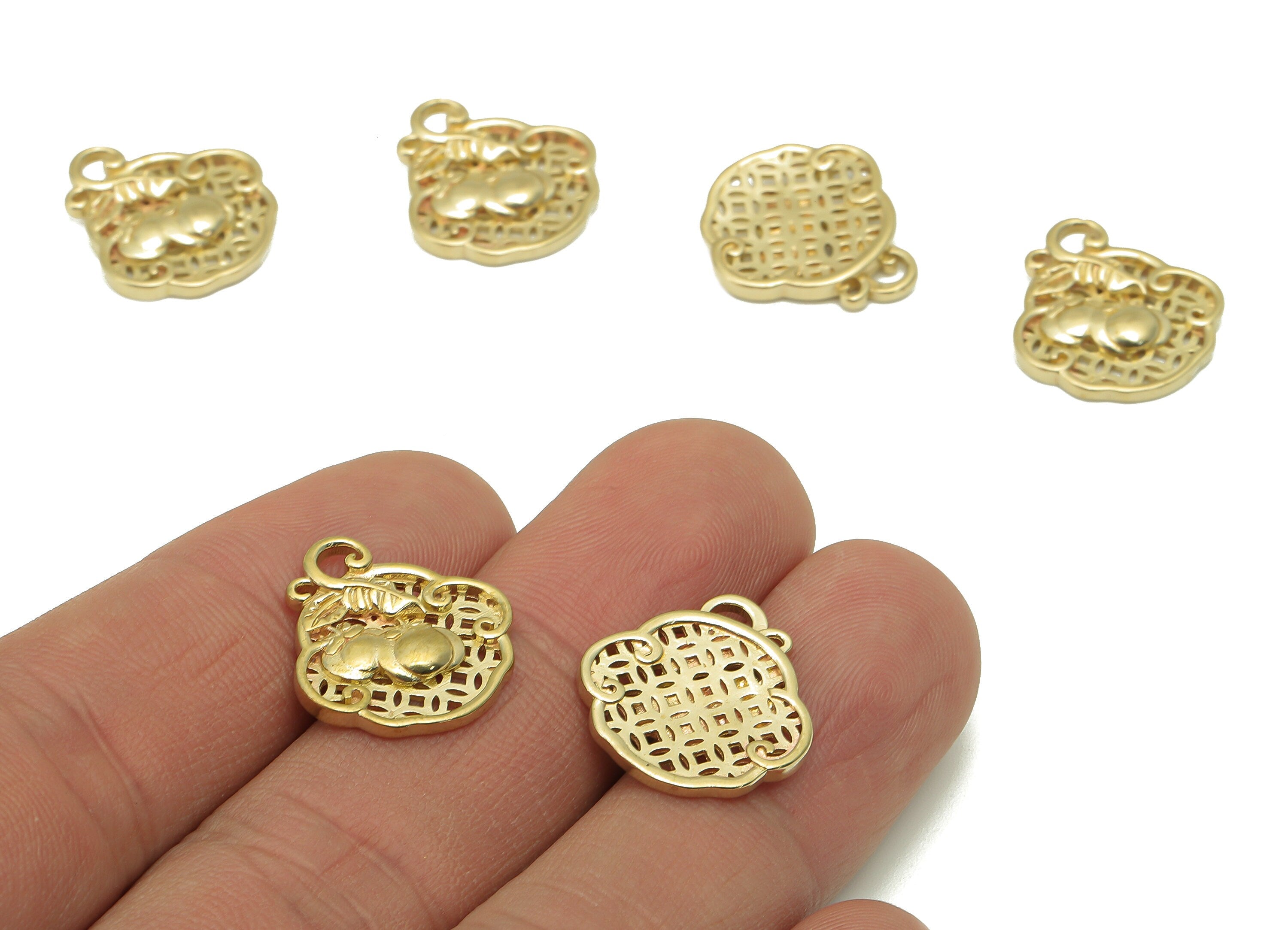 Brass Cloud Pumpkin Earring Charm - Raw Brass Cloud Bracelet Charm - Necklace Pendant With Loop - Hollow Earring - 17.7x16.3x2.3mm - PP8185 - DOMEDBAZAAR