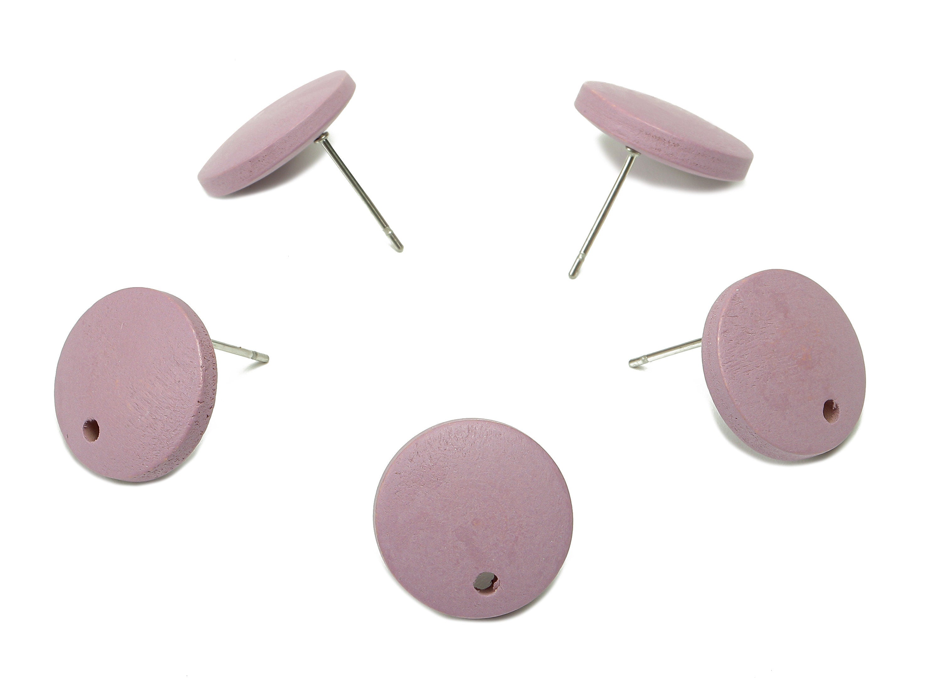 Hemu Round Earring Post - Purple Round Stud Earring With Hole - Hemu Circle Stud Earring - 316 Stainless Steel Stud - 15.1x15.1x4mm - BB1296 - DOMEDBAZAAR