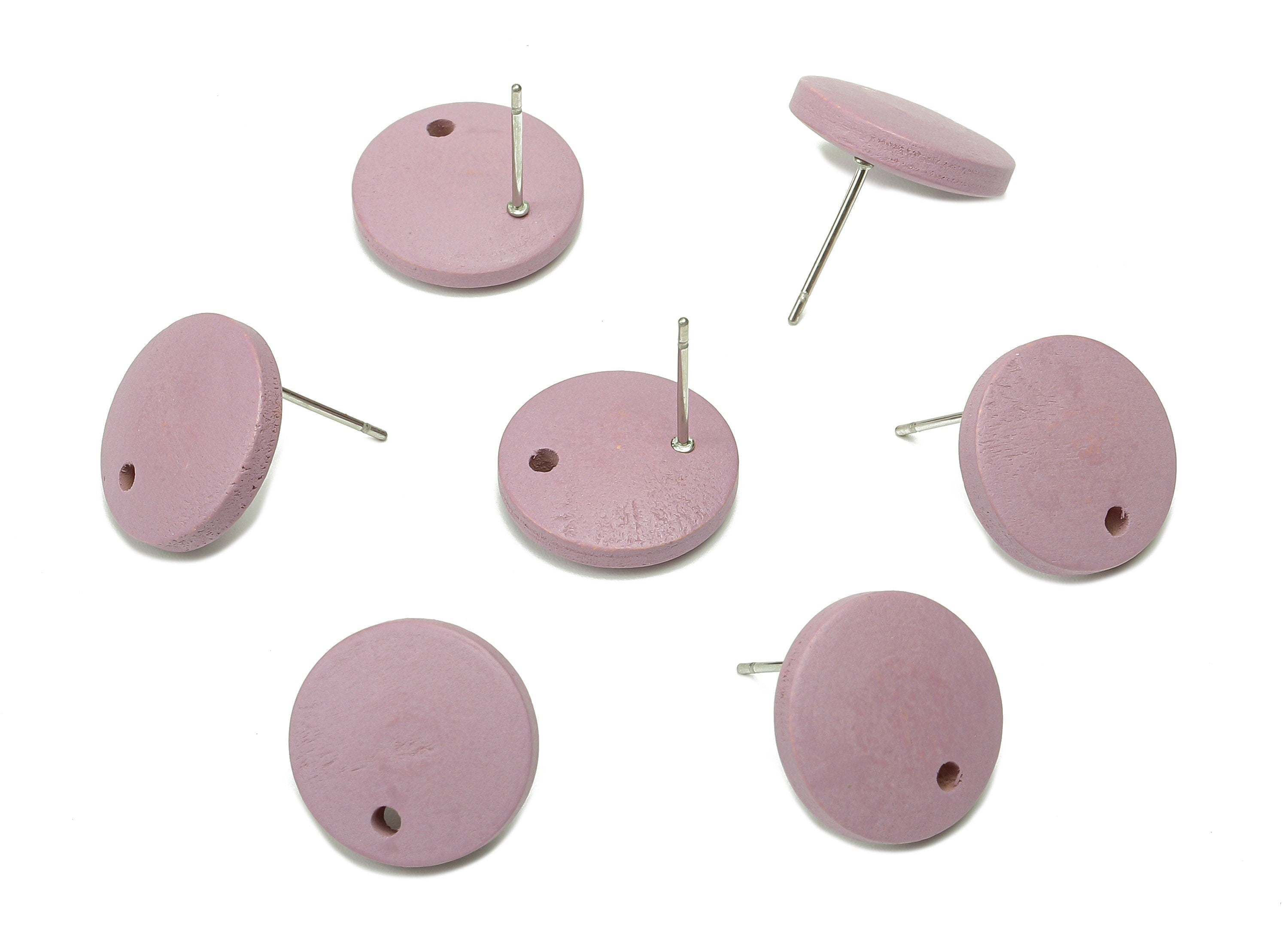 Hemu Round Earring Post - Purple Round Stud Earring With Hole - Hemu Circle Stud Earring - 316 Stainless Steel Stud - 15.1x15.1x4mm - BB1296 - DOMEDBAZAAR