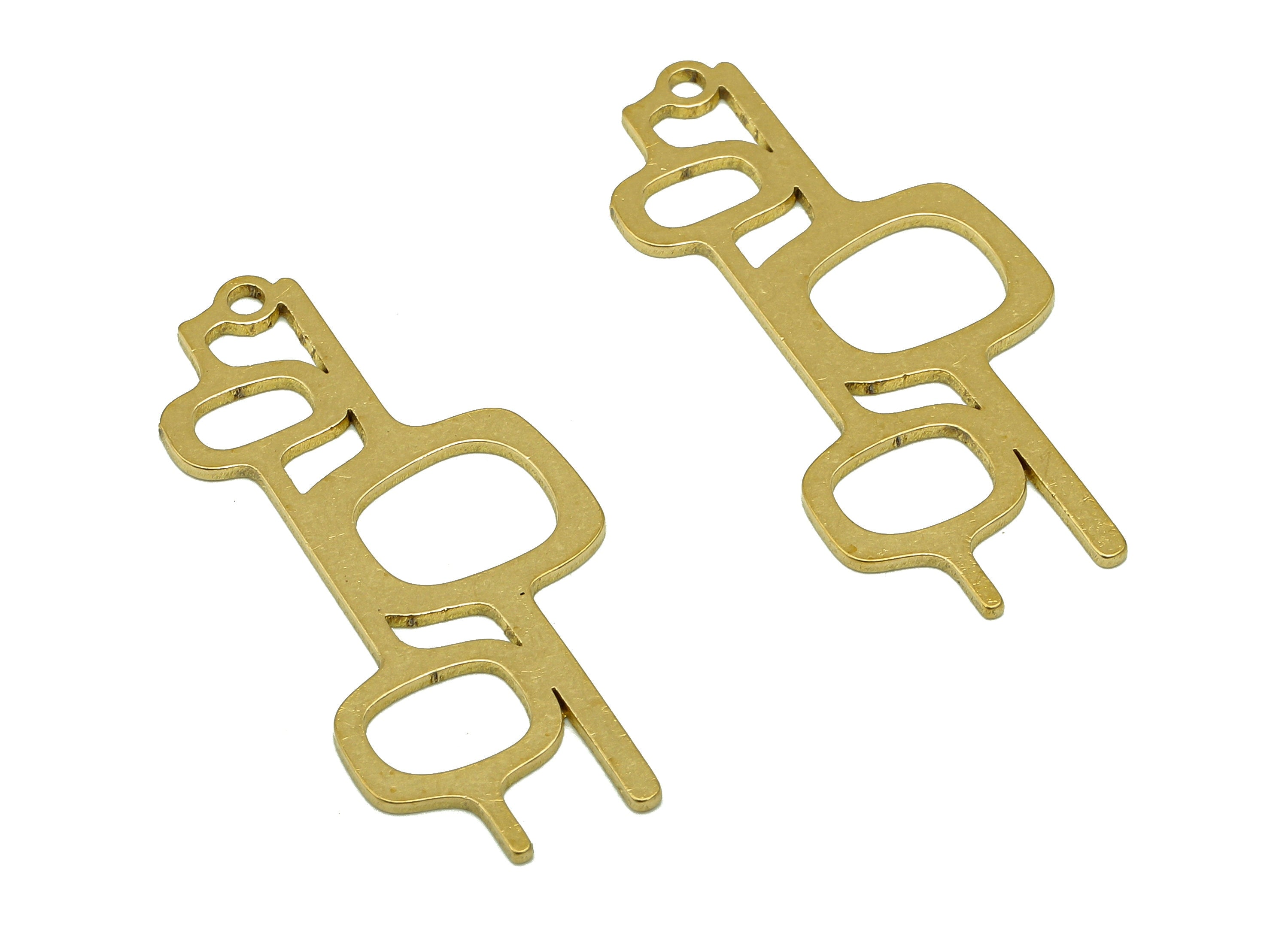 Brass Irregular Earring Charm - Raw Brass Geometry Earring - Cutout Pendant With Loop - Long Charms For Necklace - 29.9x9.8x0.65mm - PPA6802 - DOMEDBAZAAR