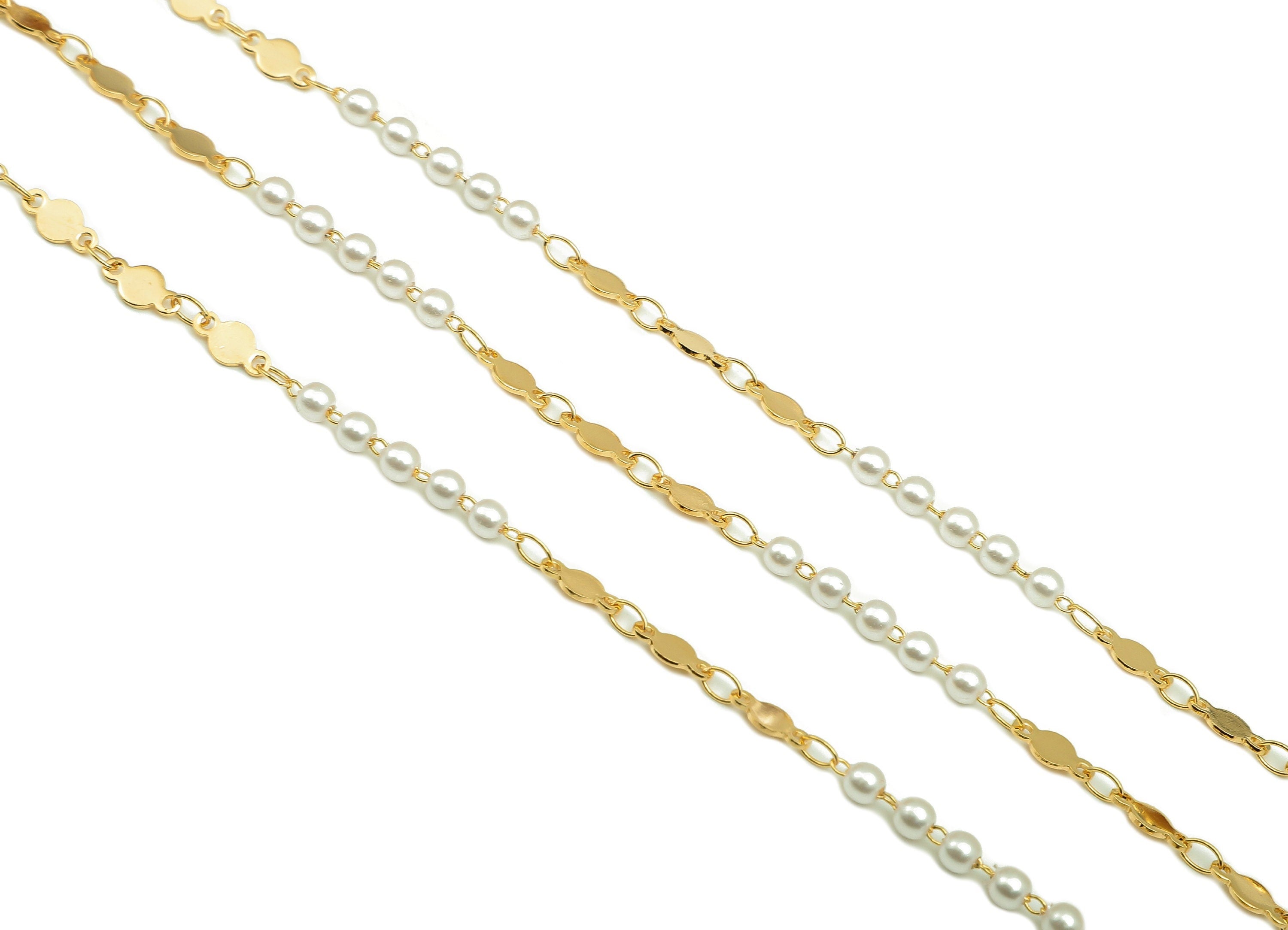 Brass Beads Chain - Gold Pearl Beaded Chains - Gift For Her For Necklace - For Bracelet - 18K Real Gold Plating - 3.3x3.3x2.9mm - RGP5655 - DOMEDBAZAAR