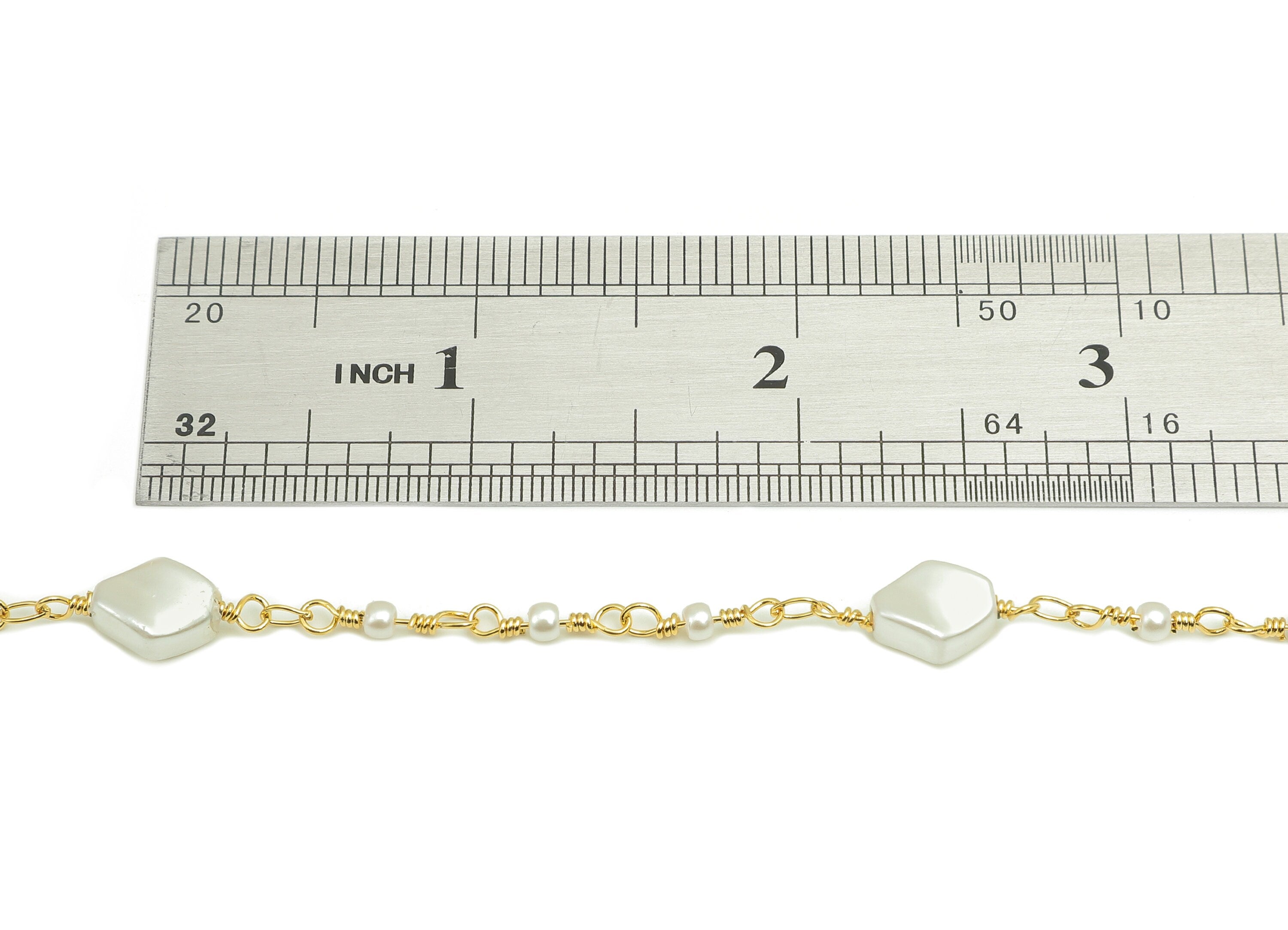 Brass Beaded Chain - Pearl Satellite Chain - Diamond Bead Chain - For Necklace - 18K Real Gold Plating - 16.3x7.6x3.9mm - RGP5682 - DOMEDBAZAAR