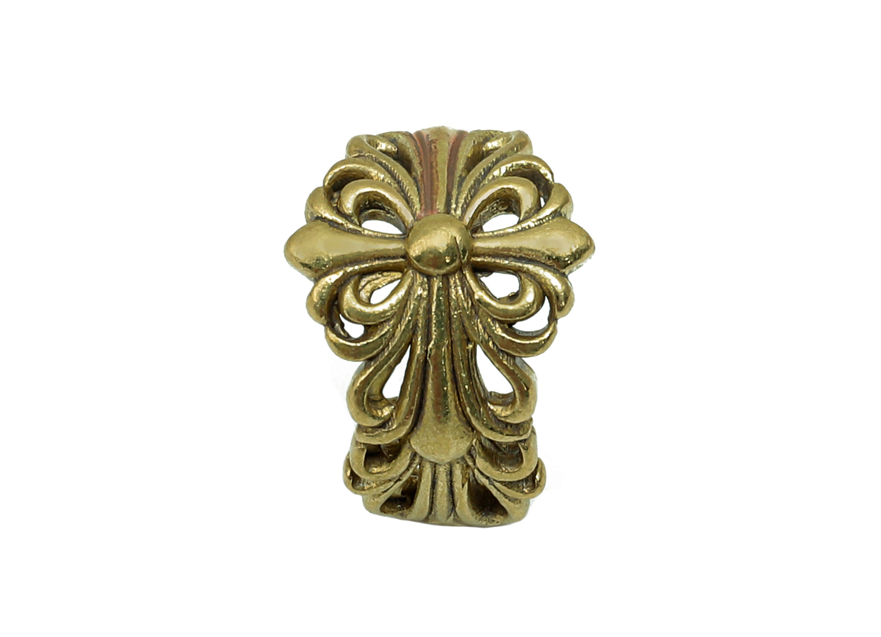 Brass Flower Open Hoop Earring Stud - Raw Brass Coronet C Earring Post - Crown Stud Earring - 316 Stainless Steel Stud - 19x12x2mm - PP8157 - DOMEDBAZAAR