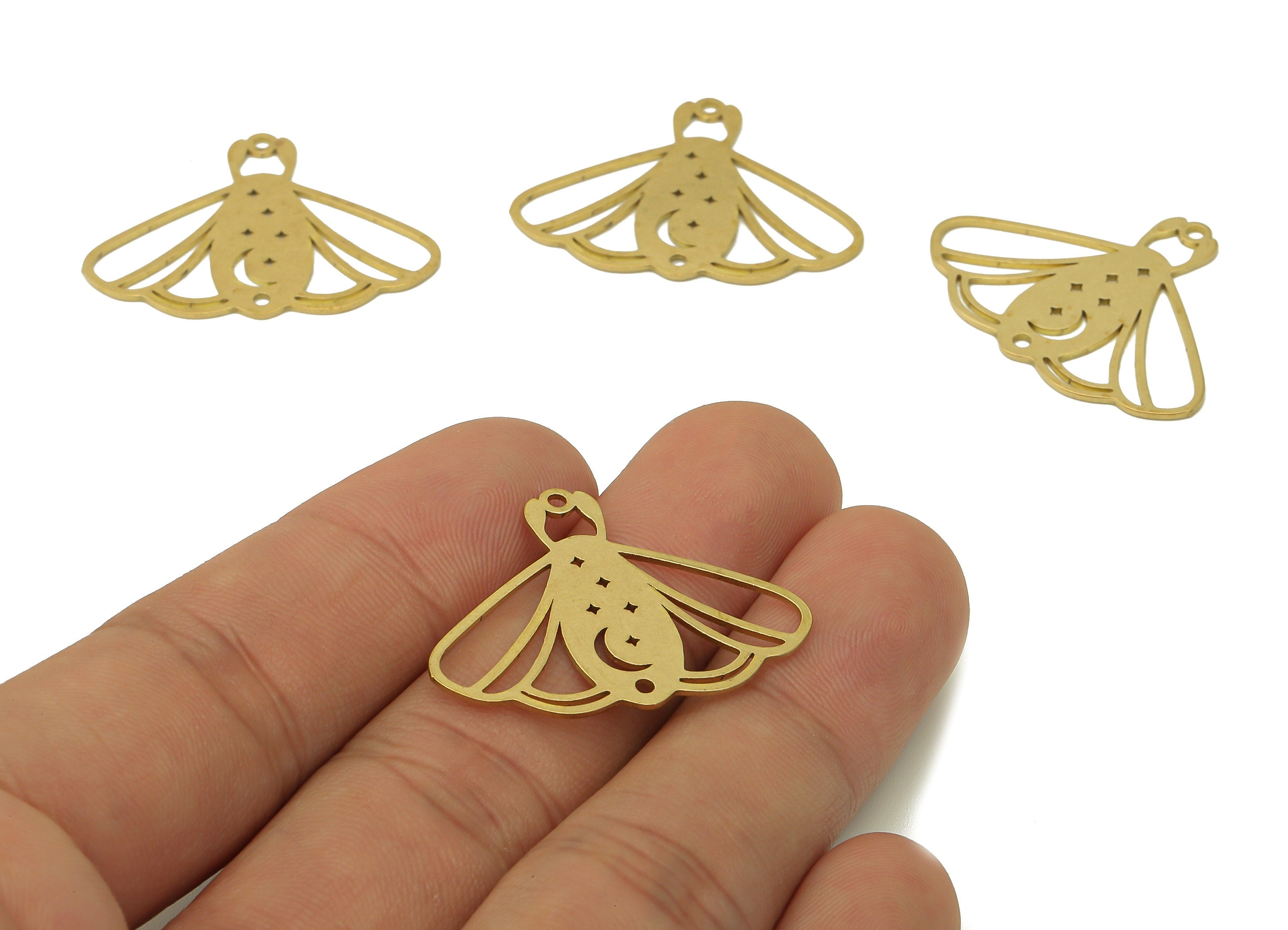 Brass Moth Earring Charms - Raw Brass Moon Cutout Earring - Star Pendant With Loop - Charm For Necklace - 31.9x24.2x0.7mm - PPA6675 - DOMEDBAZAAR