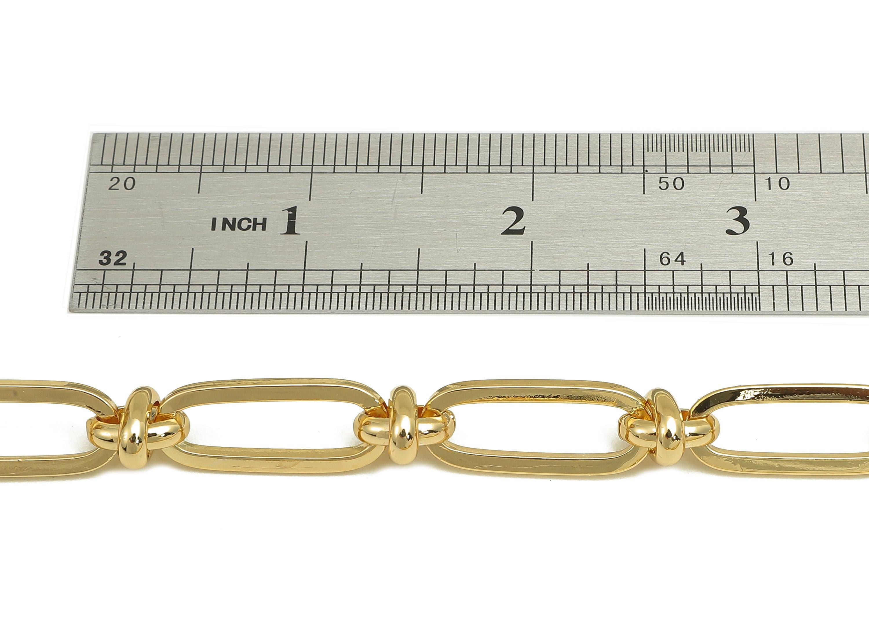 Brass Flat Cable Chain - Gold Flat Oval Chain - Huge Paper Clip Chain - For Necklace - 18K Chains - 39x10x2mm - RGP5822 - DOMEDBAZAAR