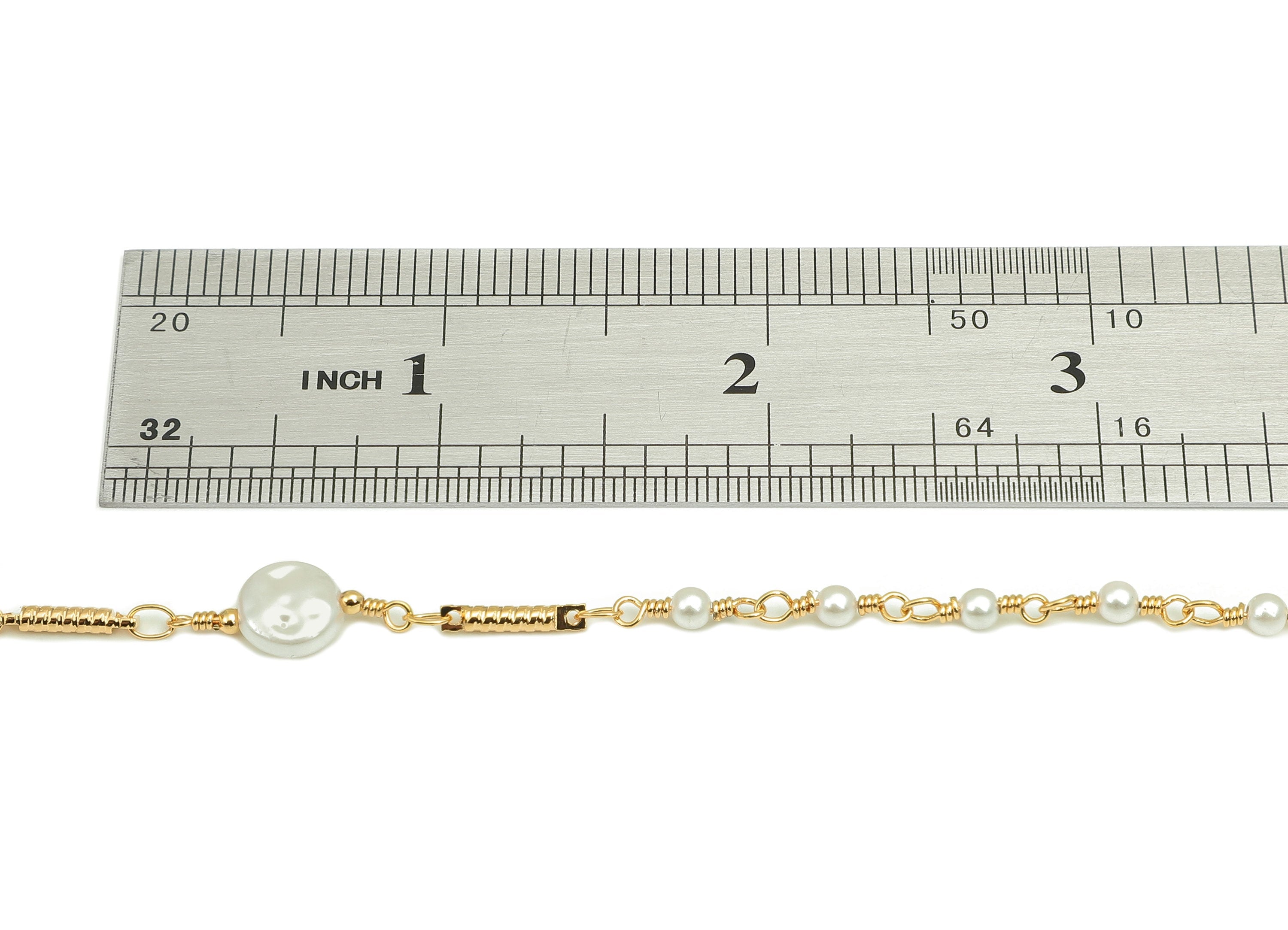 Brass Bar Satellite Cable Chain - Gold Satellite Chain - Pearl Round Satellite Bead Chain - 18K Chains - 18.3x8x3.3mm - RGP5908 - DOMEDBAZAAR