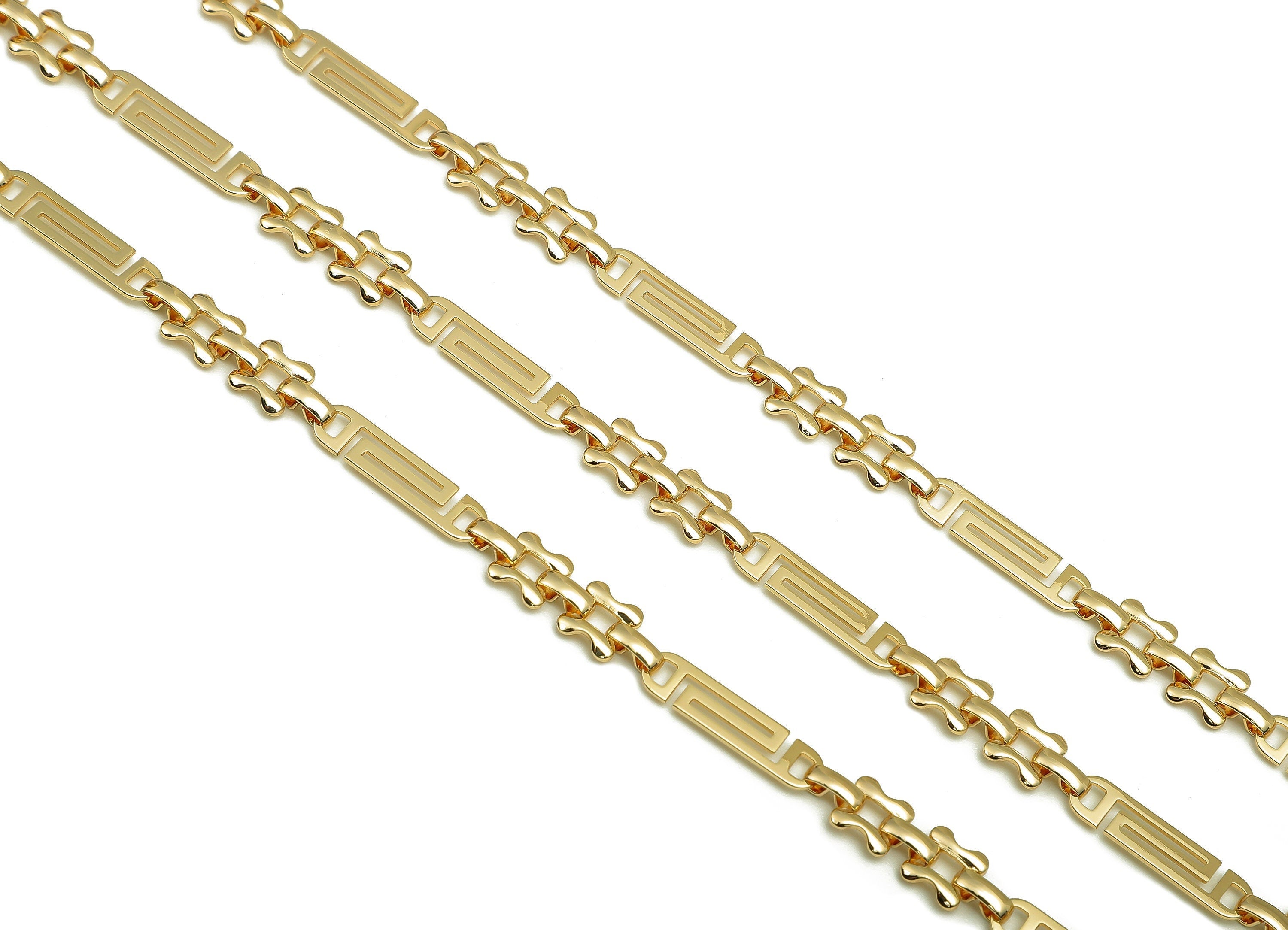 Brass Connected Tags Chunky Chain - Paperclip Chain - Rectangle Links Chain - 18K Chains - Bracelet Chain - 33.9x4.7x0.6mm -RGP6115 - DOMEDBAZAAR