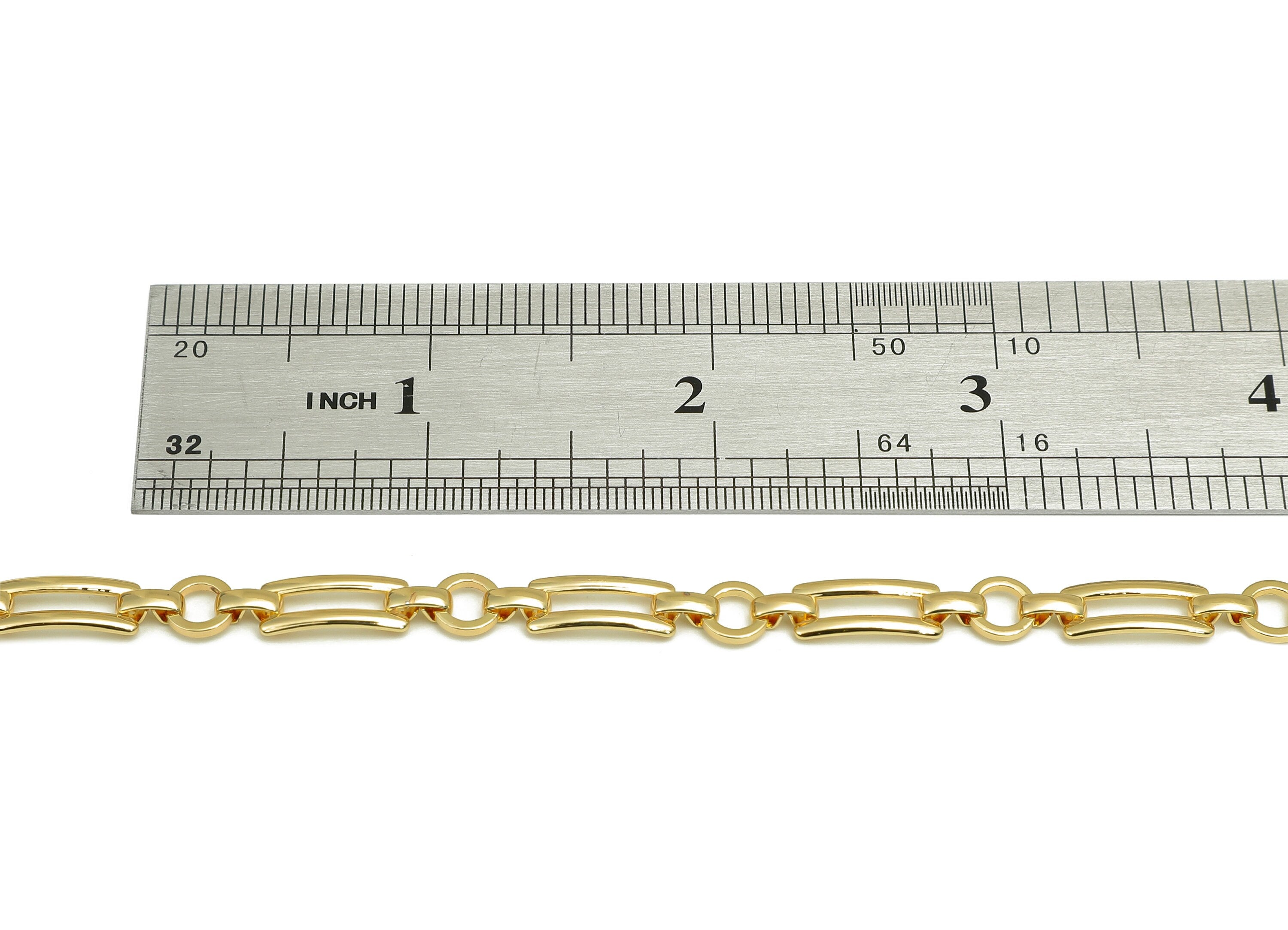 Brass Connected Tags Chunky Chain - Paperclip Chain - Rectangle Links Chain - 18K Chains - Bracelet Chain - 28.2x6x0.9mm - RGP6196 - DOMEDBAZAAR