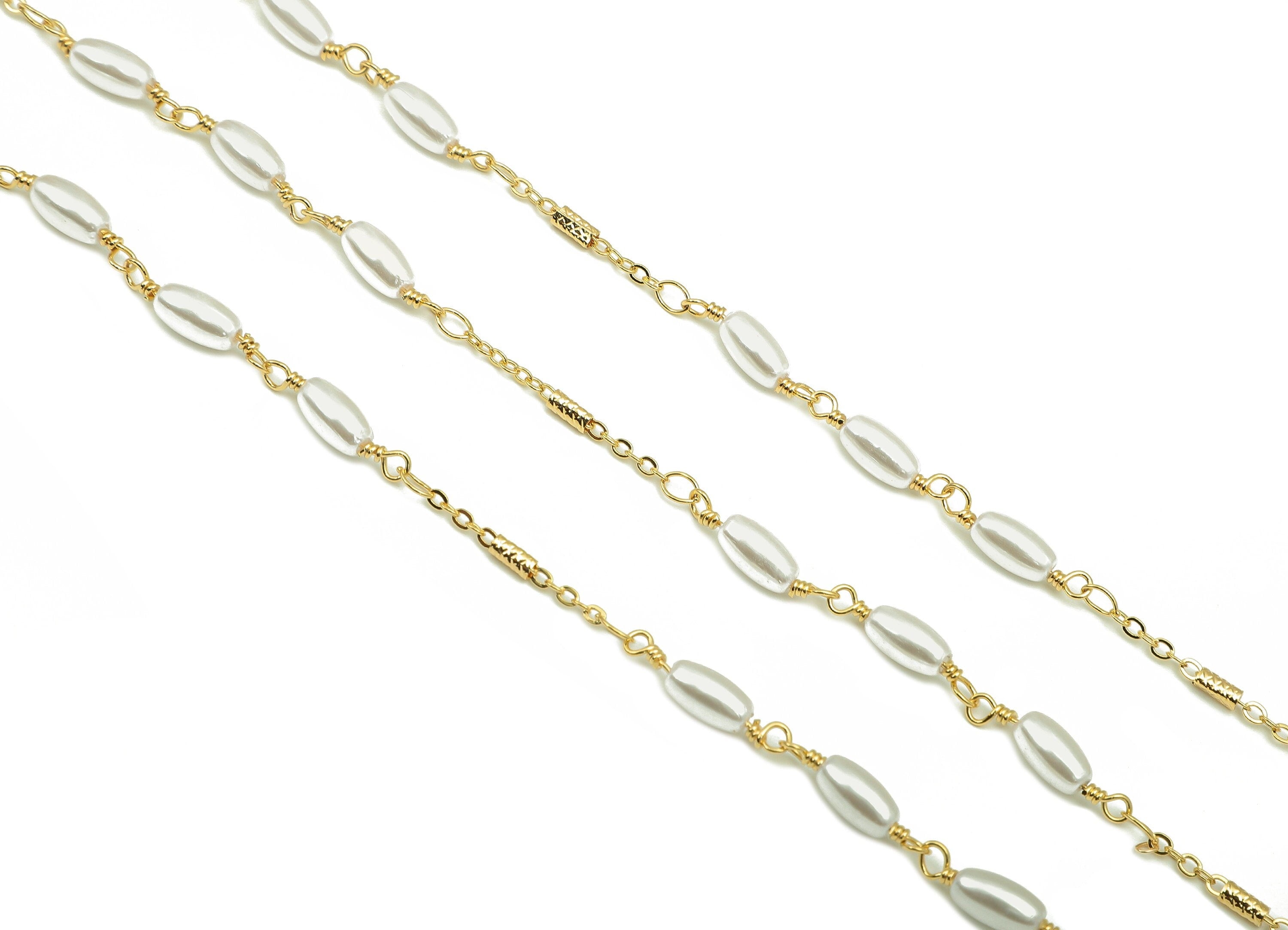 Brass Oval Bead Chain - Oval Pearl Satellite Chain - Cable Chain - Bracelet Chain - 18K Chains - 73.8x4x4mm - RGP6198 - DOMEDBAZAAR