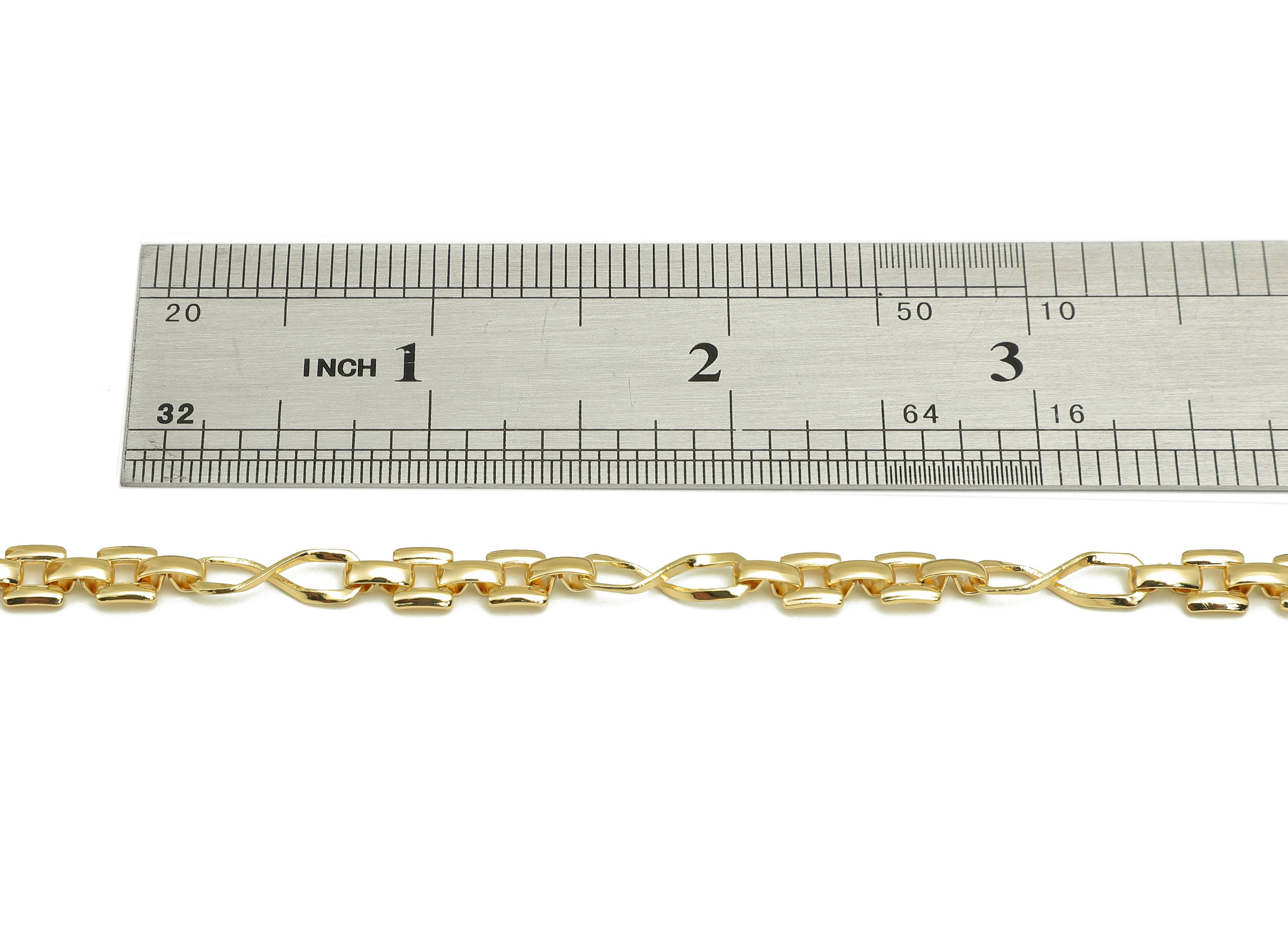 Brass Infinity Link Chain - Gold Link Chain - Infinity Link Chain - Bracelet Chain - 18K Chains - 32.5x4.6x0.9mm - RGP6330 - DOMEDBAZAAR
