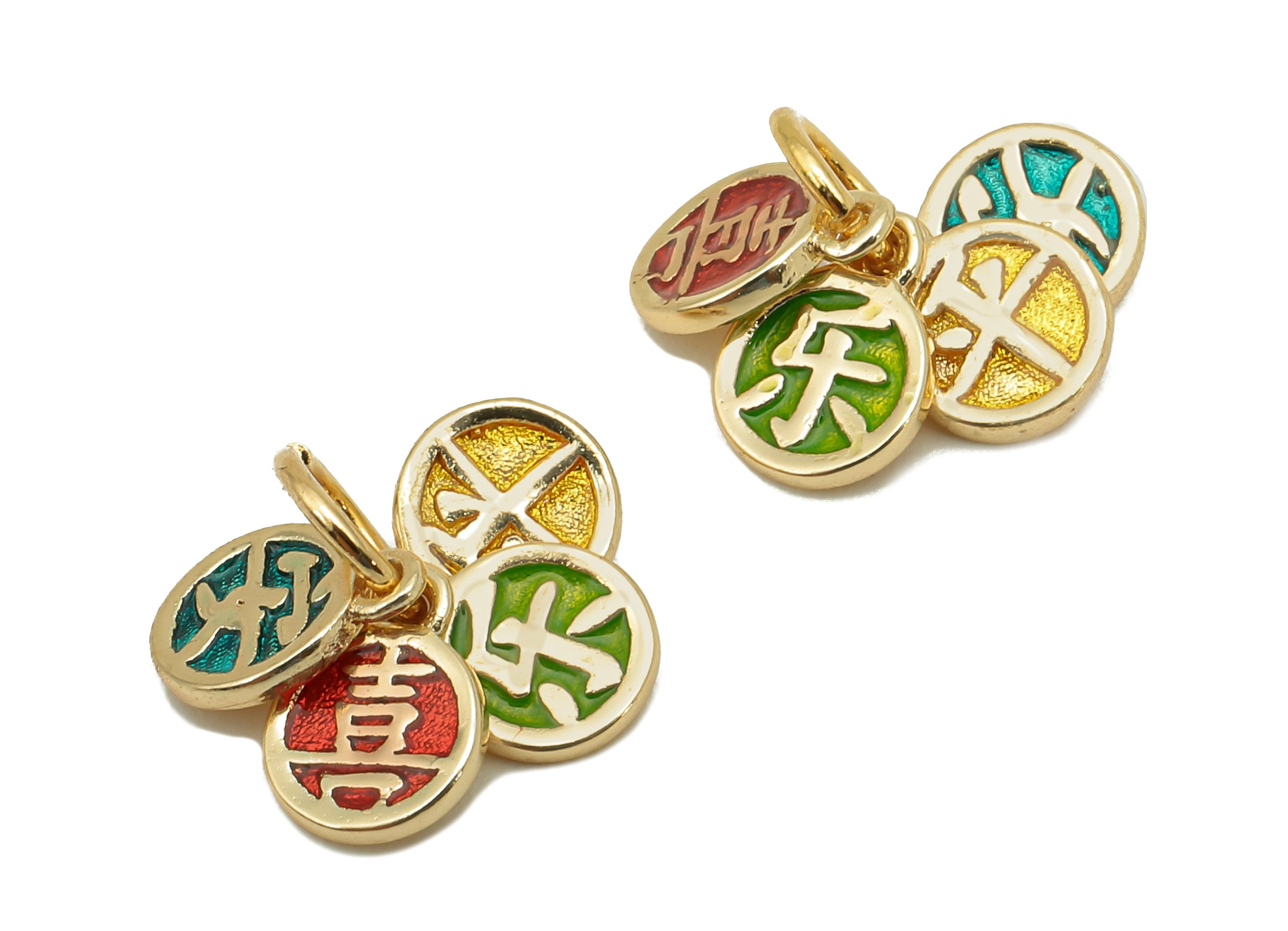 Brass Mini Round Earring Charm - Enamel Mini Circle For Bracelet - Word Necklace Pendant - 18K Real Gold Plating - 10.2x3.7x0.7mm - RGP5738 - DOMEDBAZAAR