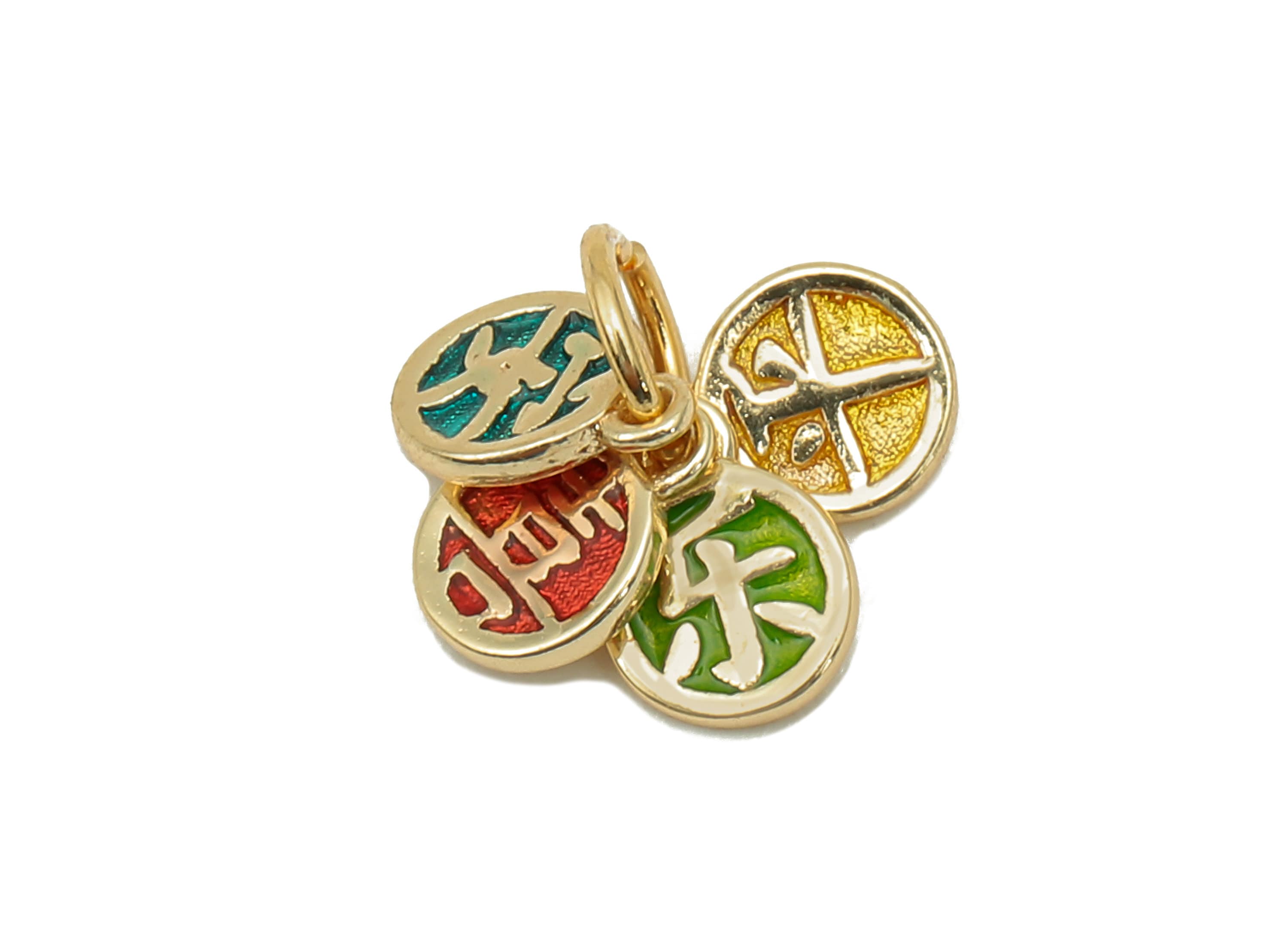 Brass Mini Round Earring Charm - Enamel Mini Circle For Bracelet - Word Necklace Pendant - 18K Real Gold Plating - 10.2x3.7x0.7mm - RGP5738 - DOMEDBAZAAR