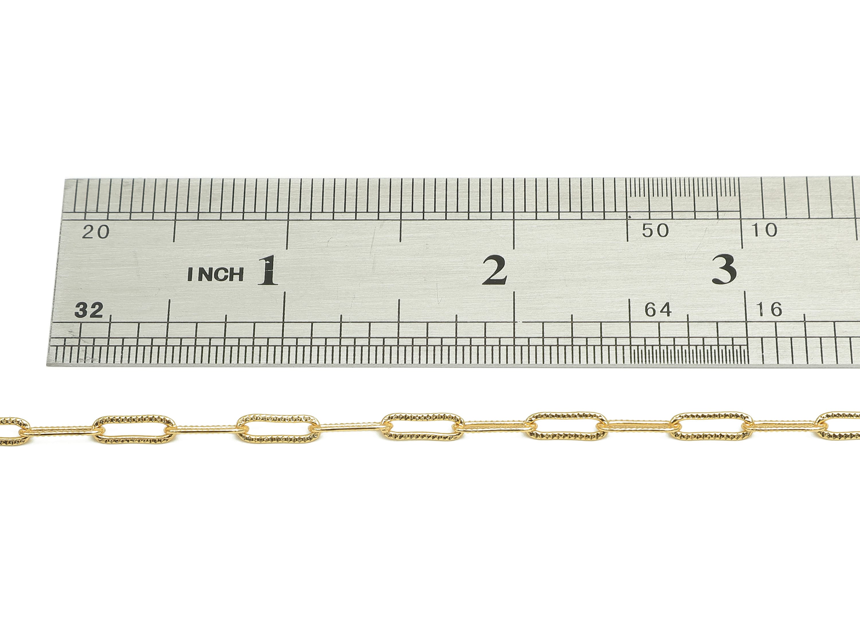 Brass Oval Rectangle Cable Chain - Paper Clip Layering Chain - Textured Oval Chain - 18K Real Gold Plating - 9.2x3.2x0.6mm - RGP4422 - DOMEDBAZAAR