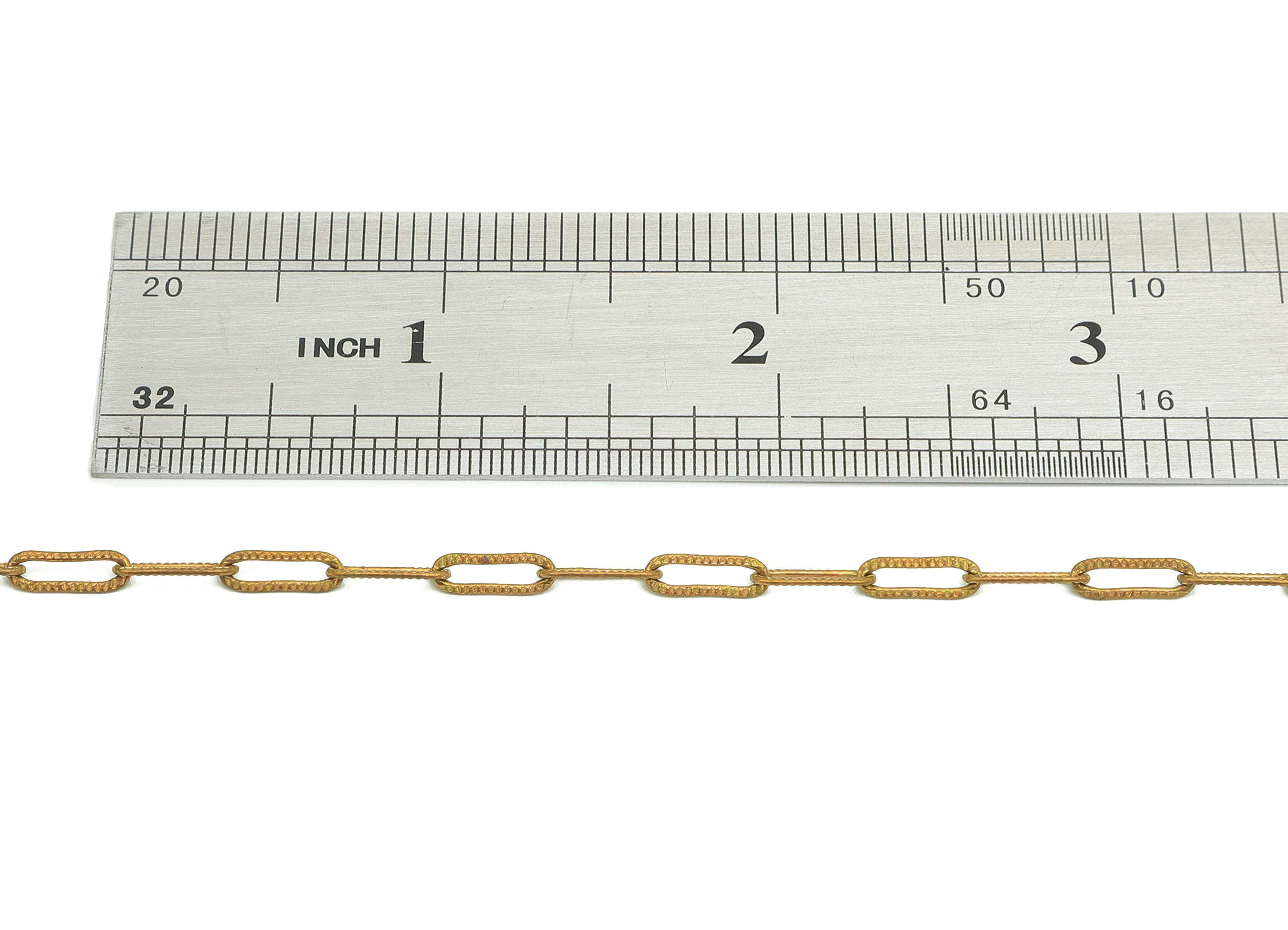 Brass Oval Rectangle Cable Chain - Raw Brass Paper Clip Layering Chain - Soldered Flat Chain - Textured Chain - 9.2x3.2x0.6mm - CC1219 - DOMEDBAZAAR
