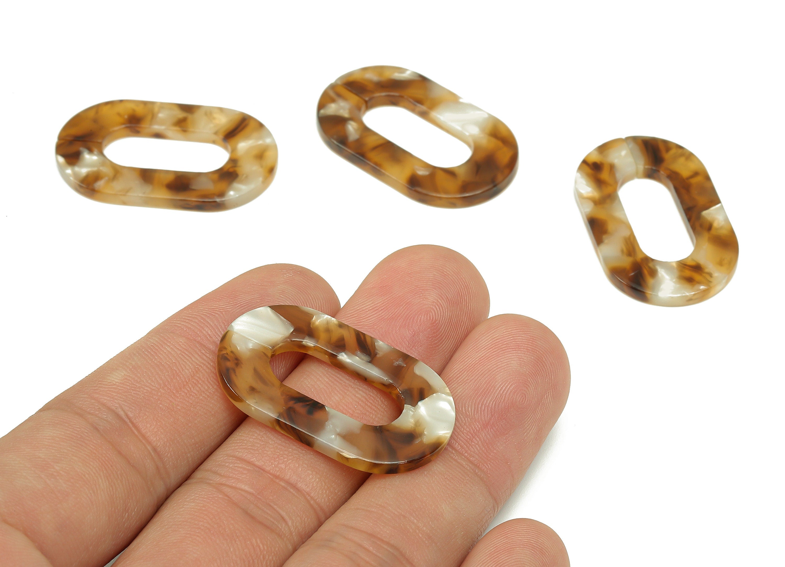 Acetate Oval Charms - Laser Cut Open Oval Flat Cable Chain - Acetate Oval Connectors - Color Code: A351 - 32.52x19.75x2.66mm - AC1148-A351 - DOMEDBAZAAR
