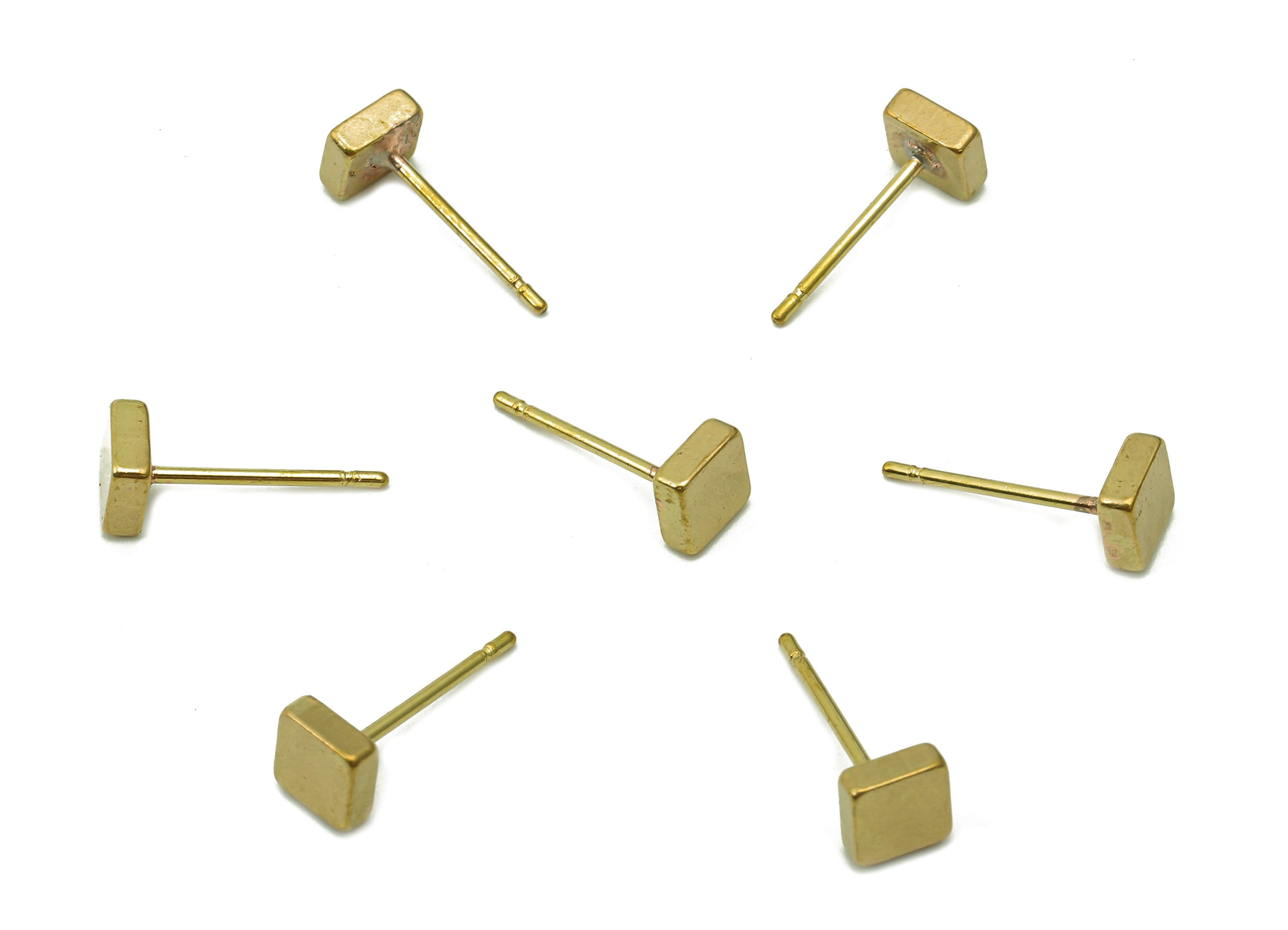 Brass Mini Thick Square Earring Posts - Raw Brass Mini Square Stud Earring - Brass Stud - Earring Findings - 4.9x4.9x2.1mm - PP8059 - DOMEDBAZAAR