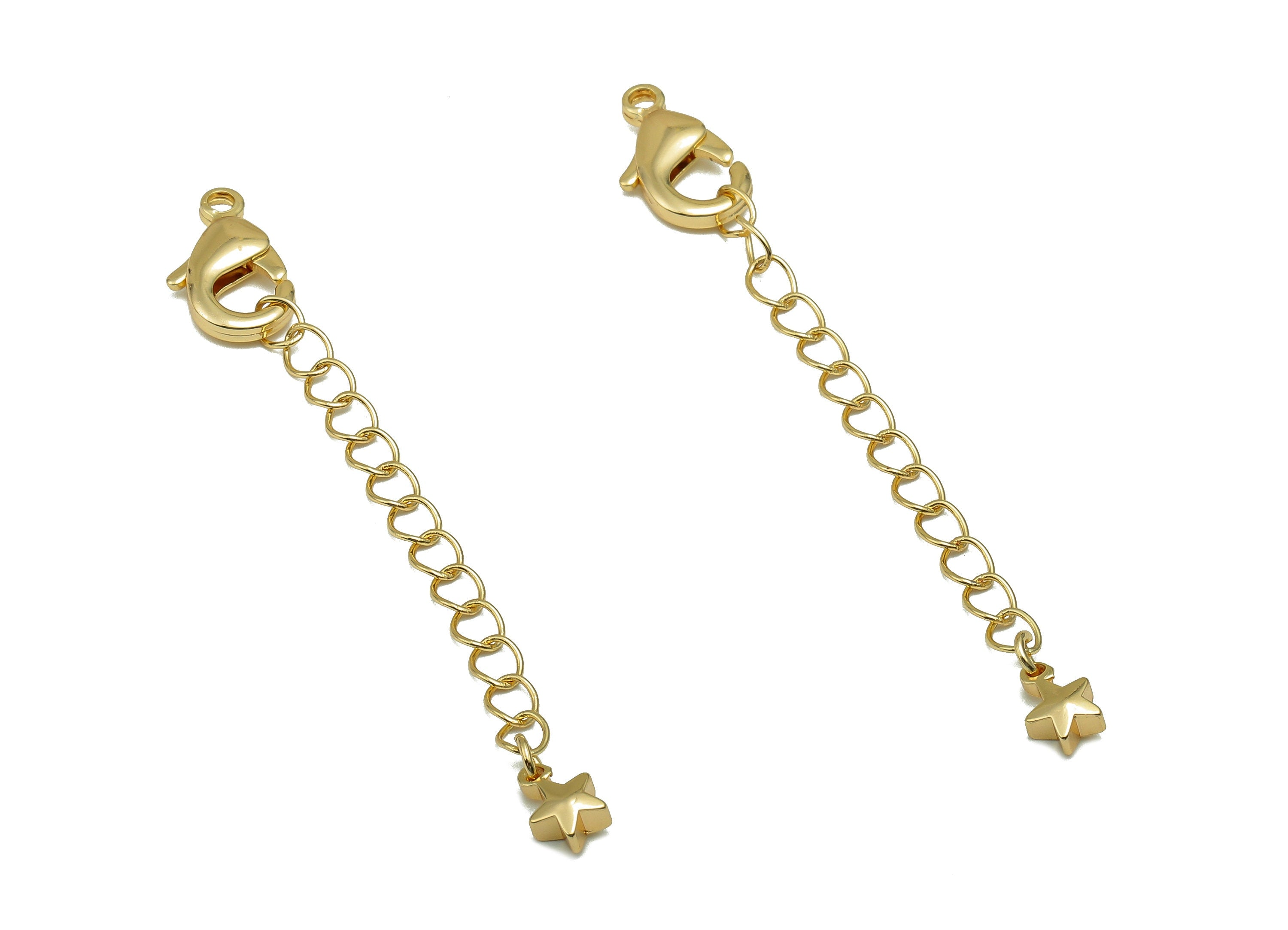 Extender Curb Chain - Extender Safety Clasp - Star Lobster Clasp - Extension Chain - Parrot Clasps - 18K Real Gold Plating -72x8x3mm-RGP5563 - DOMEDBAZAAR