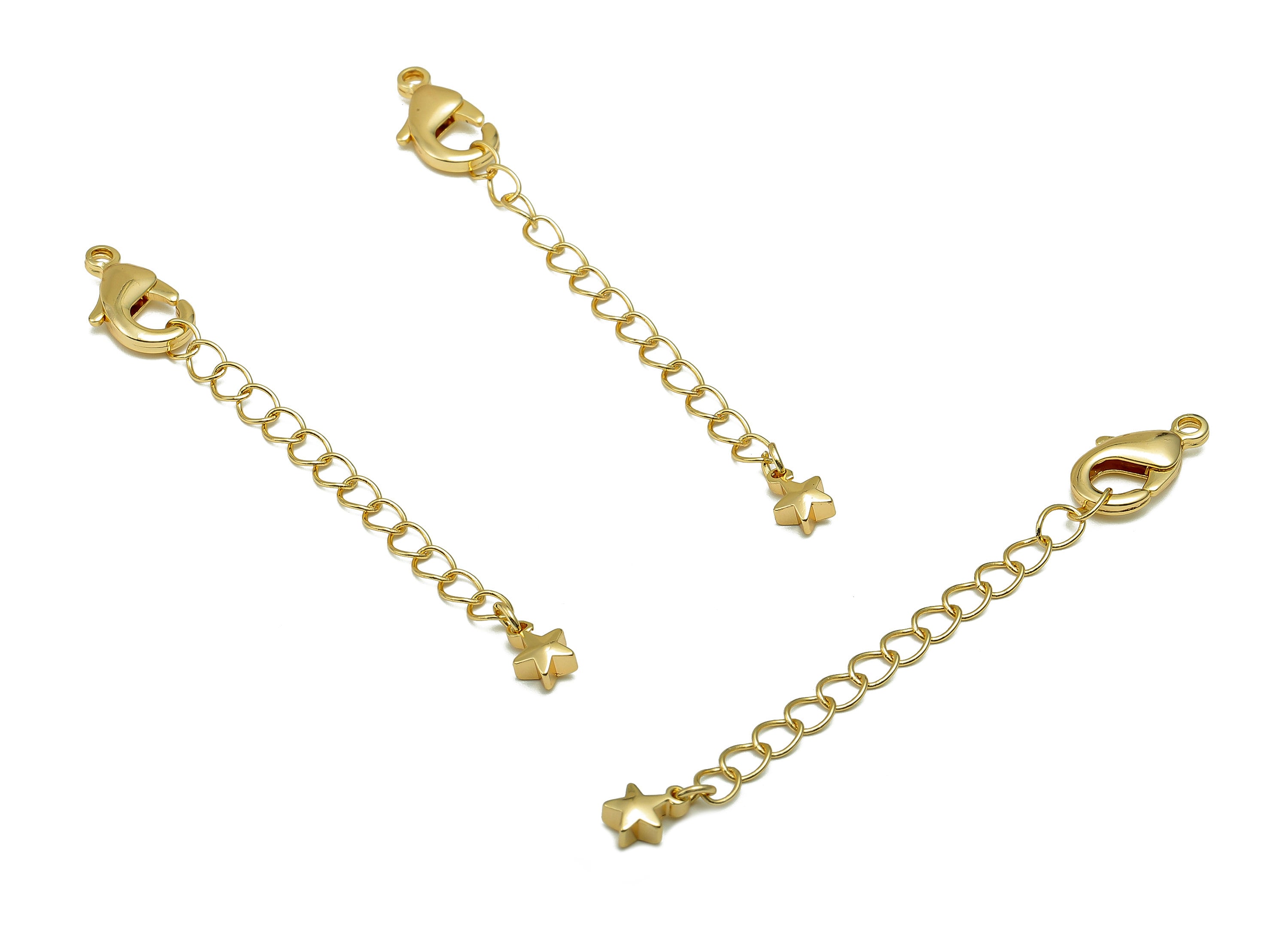 Extender Curb Chain - Extender Safety Clasp - Star Lobster Clasp - Extension Chain - Parrot Clasps - 18K Real Gold Plating -72x8x3mm-RGP5563 - DOMEDBAZAAR