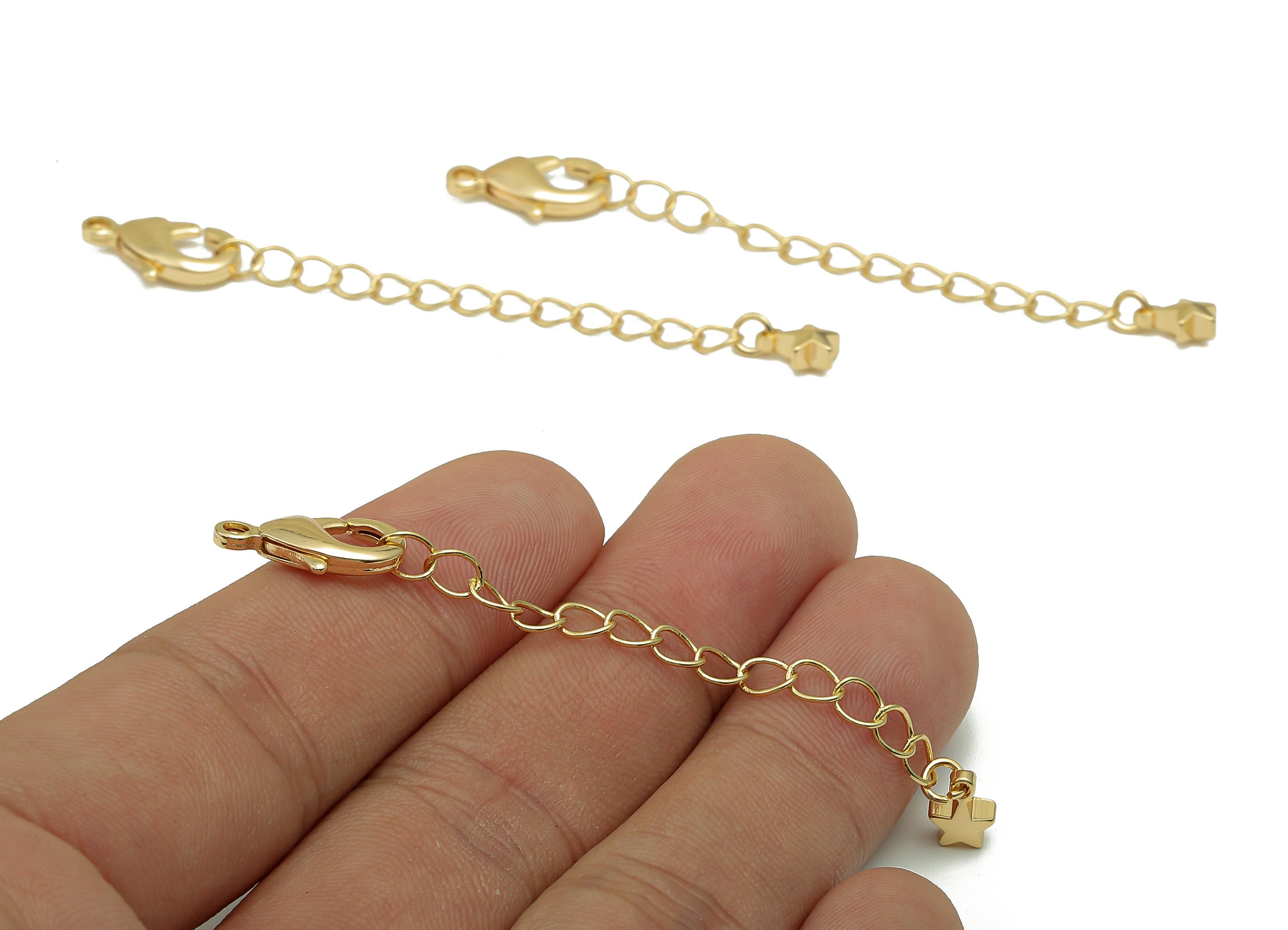 Extender Curb Chain - Extender Safety Clasp - Star Lobster Clasp - Extension Chain - Parrot Clasps - 18K Real Gold Plating -72x8x3mm-RGP5563 - DOMEDBAZAAR