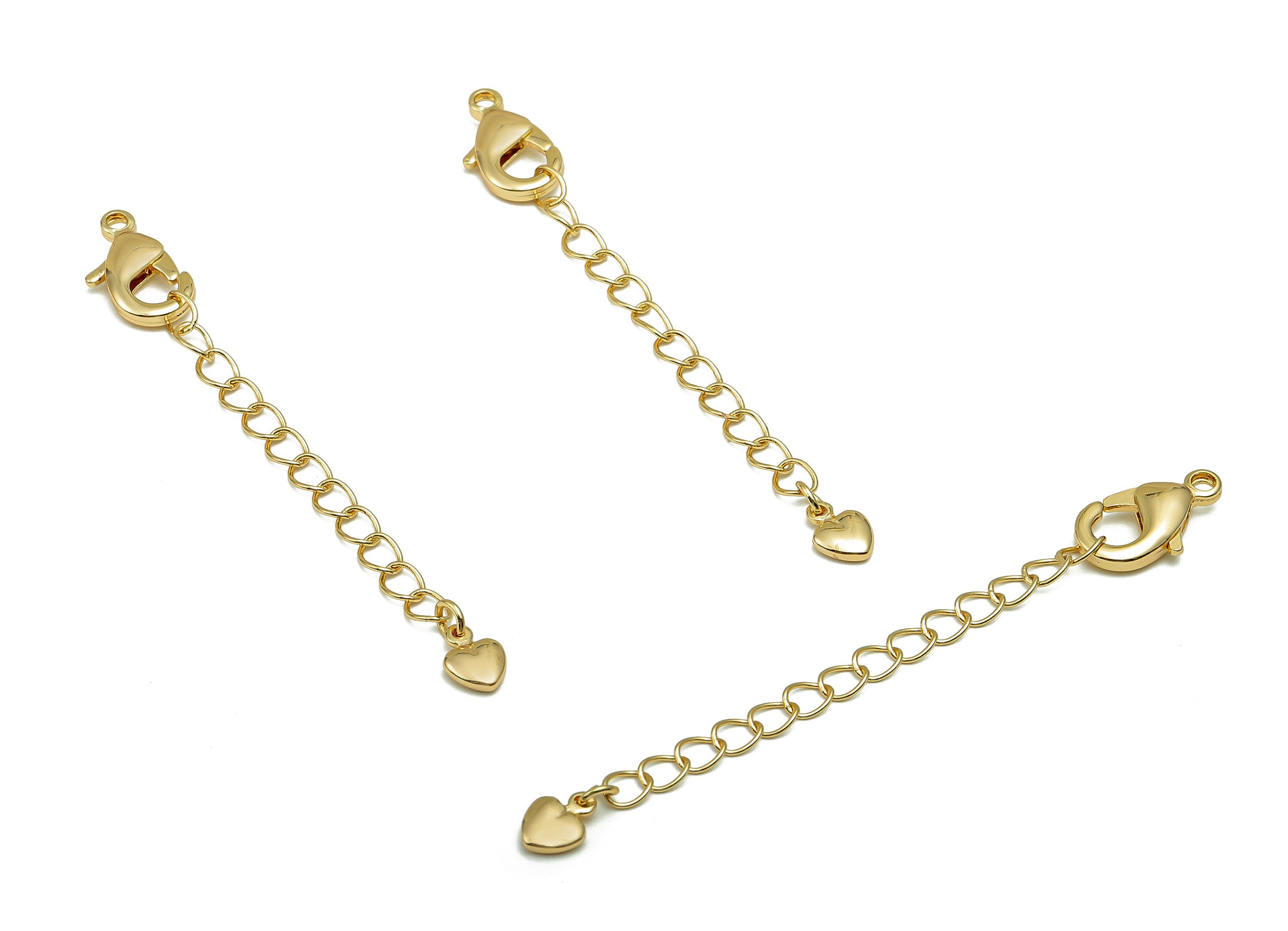 Extender Curb Chain - Extender Safety Clasp - Heart Lobster Clasp - Extension Chain - Parrot Clasps -18K Real Gold Plating -74x8x3mm-RGP5564 - DOMEDBAZAAR