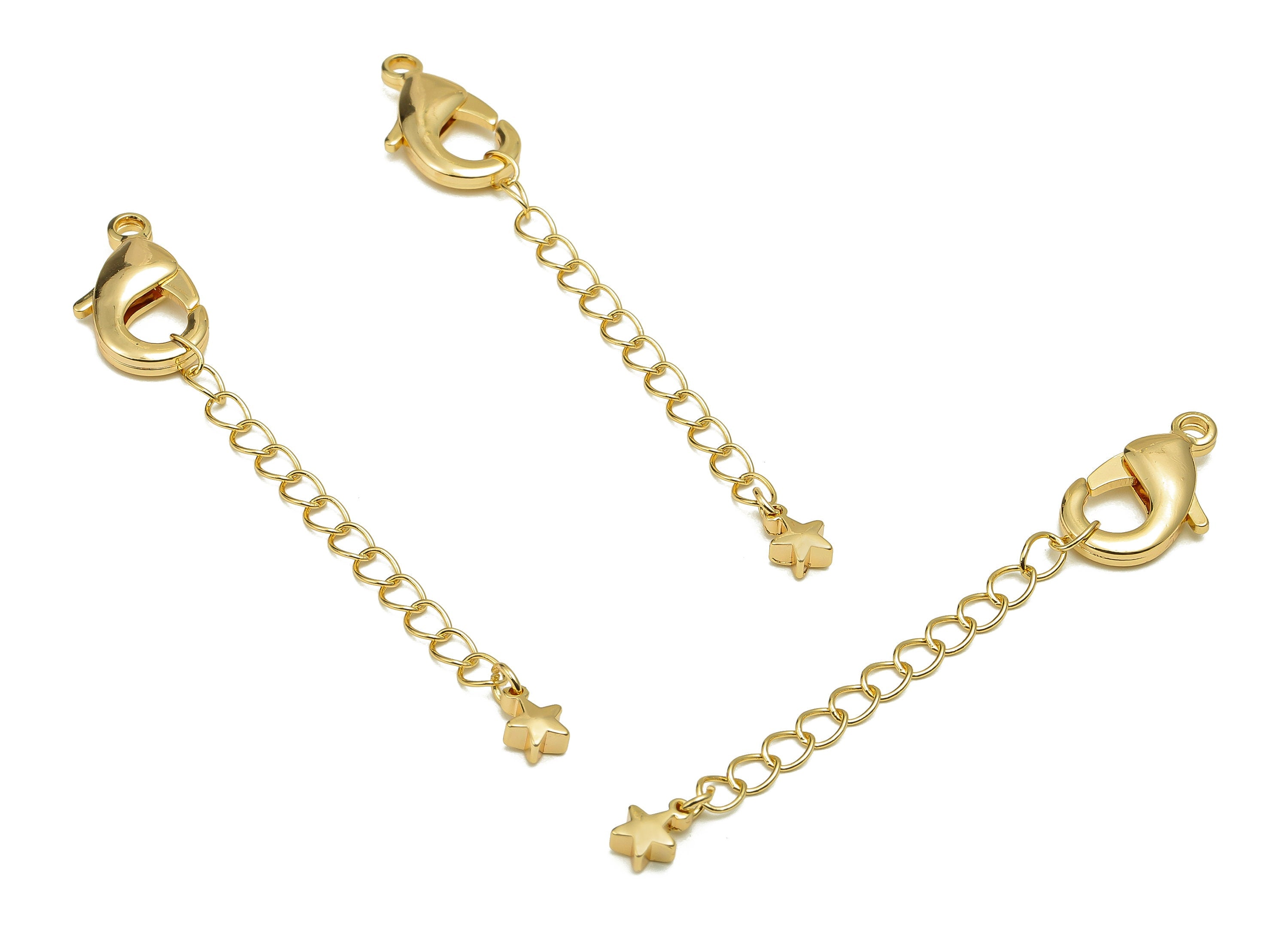 Extender Curb Chain - Extender Safety Clasp - Star Lobster Clasp - Extension Chain - Parrot Clasps -18K Real Gold Plating -74x11x4mm-RGP5565 - DOMEDBAZAAR
