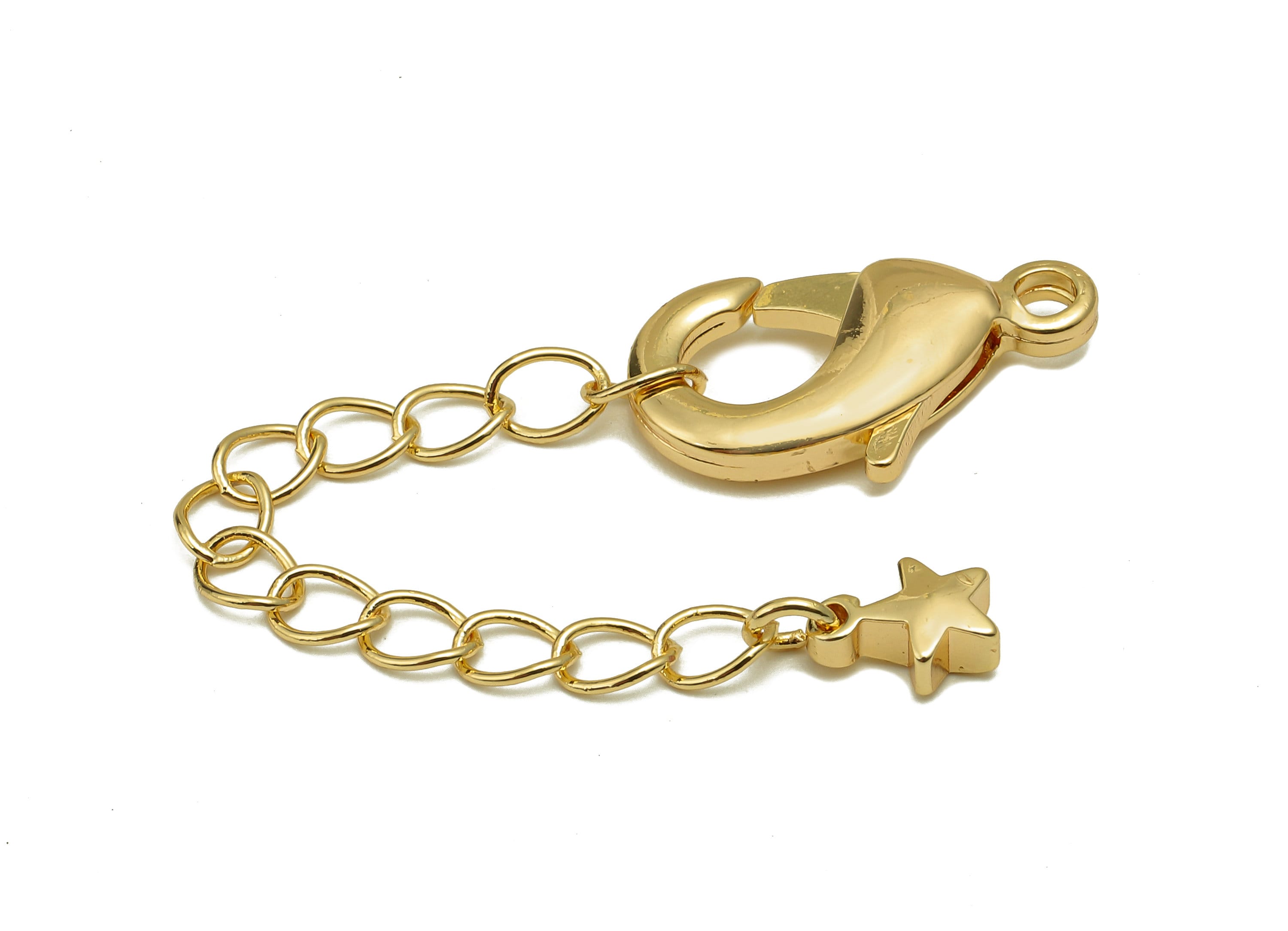 Extender Curb Chain - Extender Safety Clasp - Star Lobster Clasp - Extension Chain - Parrot Clasps -18K Real Gold Plating -74x11x4mm-RGP5565 - DOMEDBAZAAR