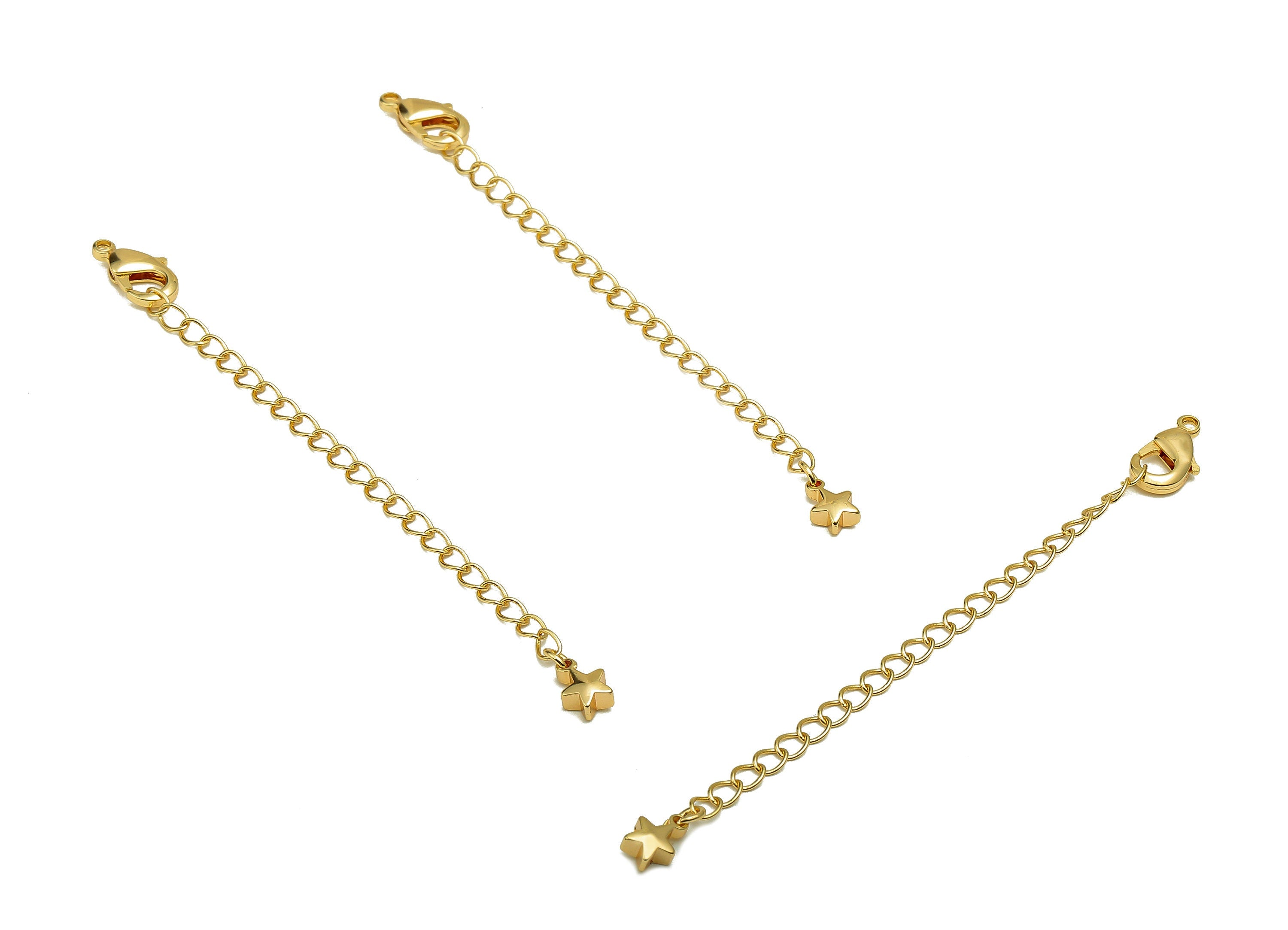 Extender Curb Chain - Extender Safety Clasp - Star Lobster Clasp - Extension Chain - Parrot Clasps -18K Real Gold Plating -87x7x3mm-RGP5566 - DOMEDBAZAAR