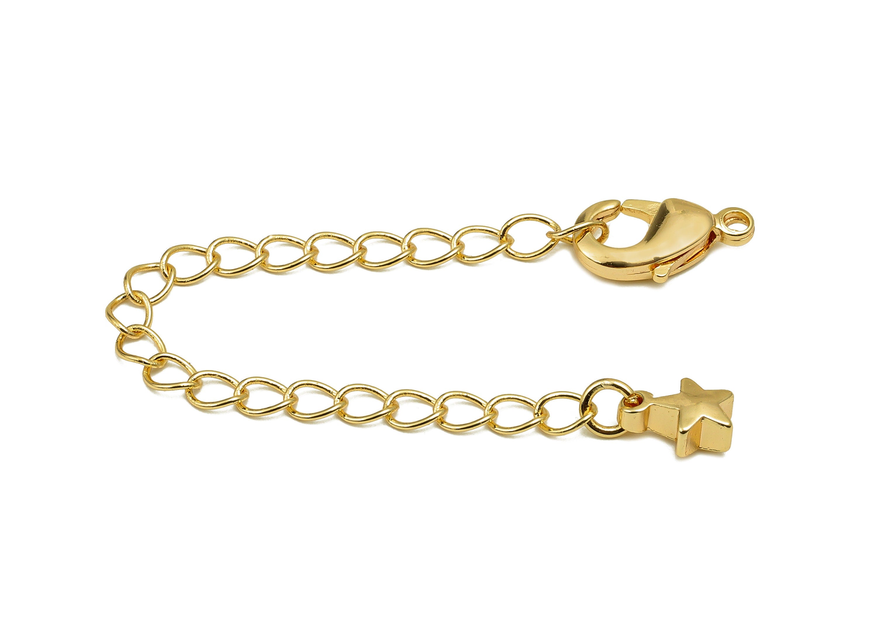 Extender Curb Chain - Extender Safety Clasp - Star Lobster Clasp - Extension Chain - Parrot Clasps -18K Real Gold Plating -87x7x3mm-RGP5566 - DOMEDBAZAAR