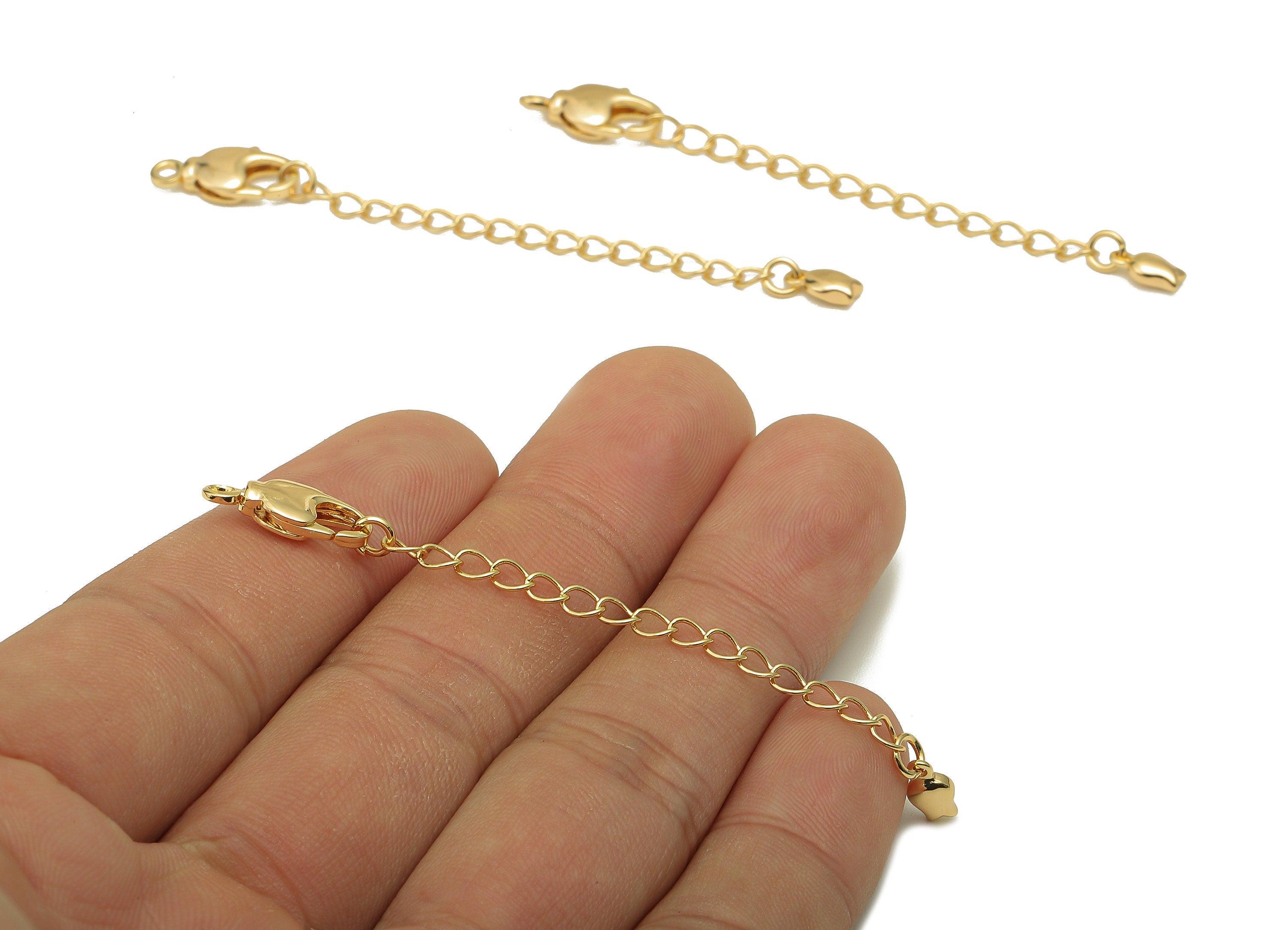Extender Curb Chain - Extender Safety Clasp - Rose Lobster Clasp - Extension Chain - Parrot Clasps - 18K Real Gold Plating -76x7x3mm-RGP5567 - DOMEDBAZAAR