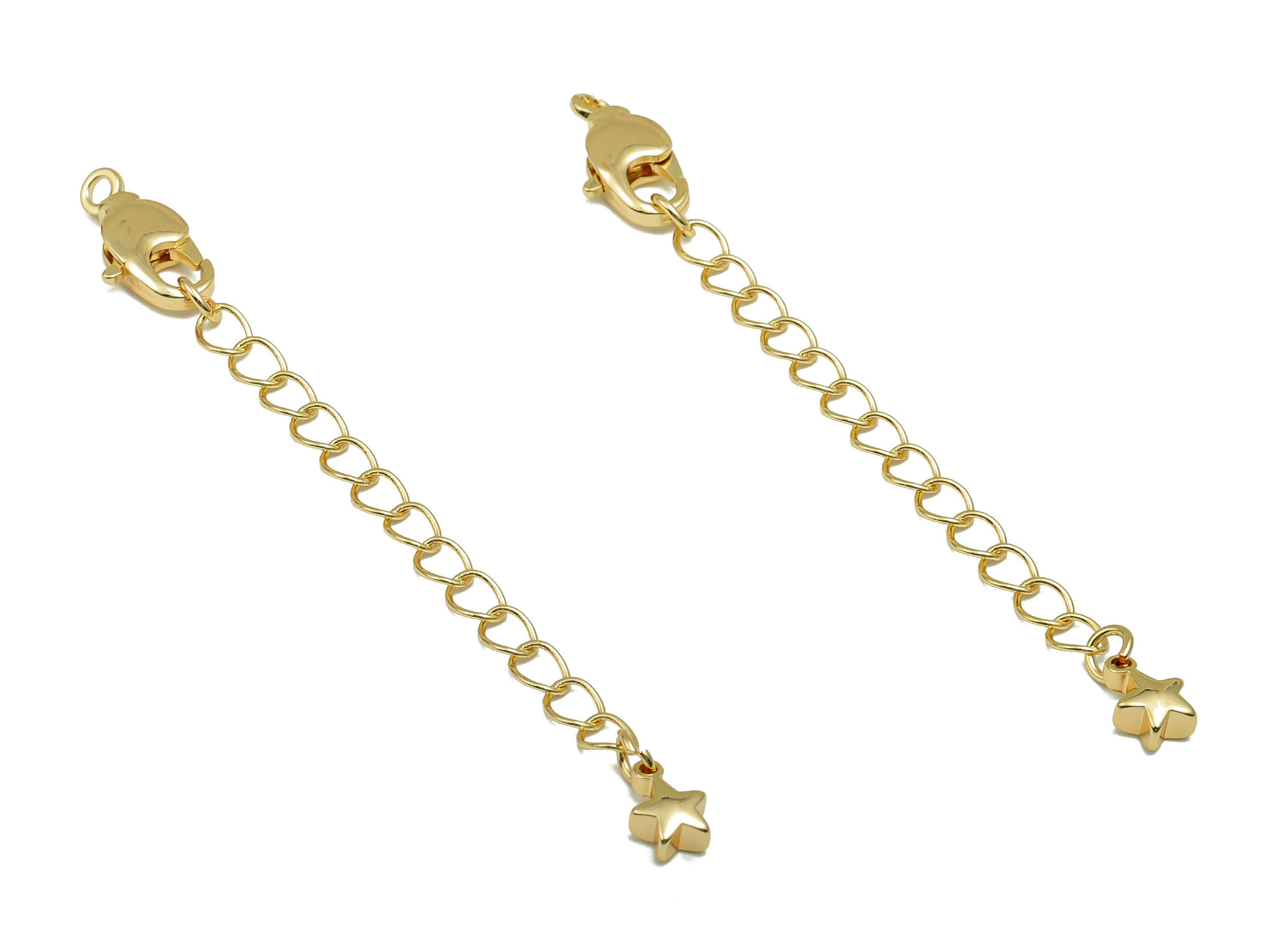Extender Curb Chain - Extender Safety Clasp - Star Lobster Clasp - Extension Chain - Parrot Clasps - 18K Real Gold Plating -75x7x3mm-RGP5568 - DOMEDBAZAAR