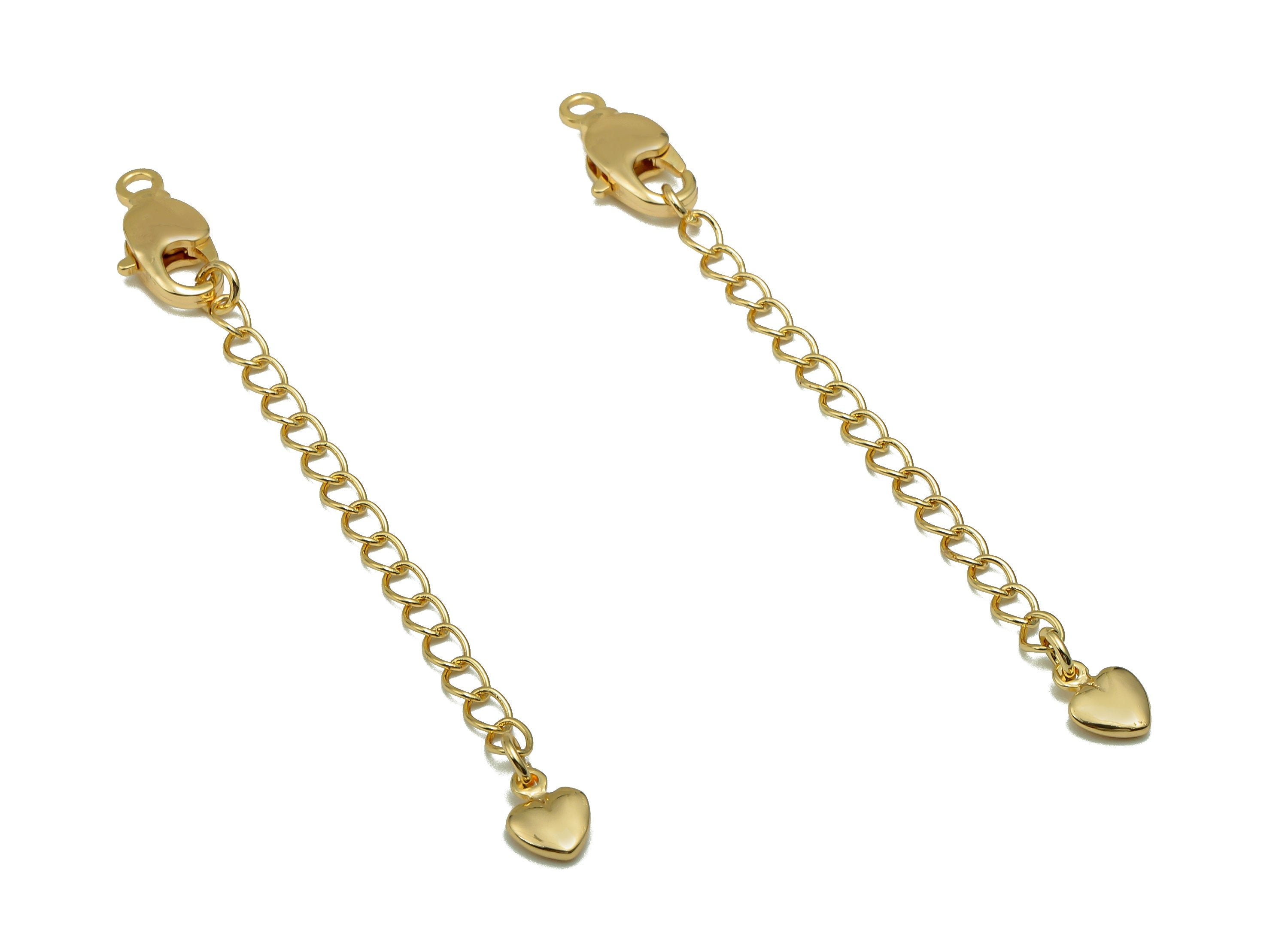 Extender Curb Chain - Extender Safety Clasp - Heart Lobster Clasp - Extension Chain - Parrot Clasps -18K Real Gold Plating -70x8x3mm-RGP5569 - DOMEDBAZAAR