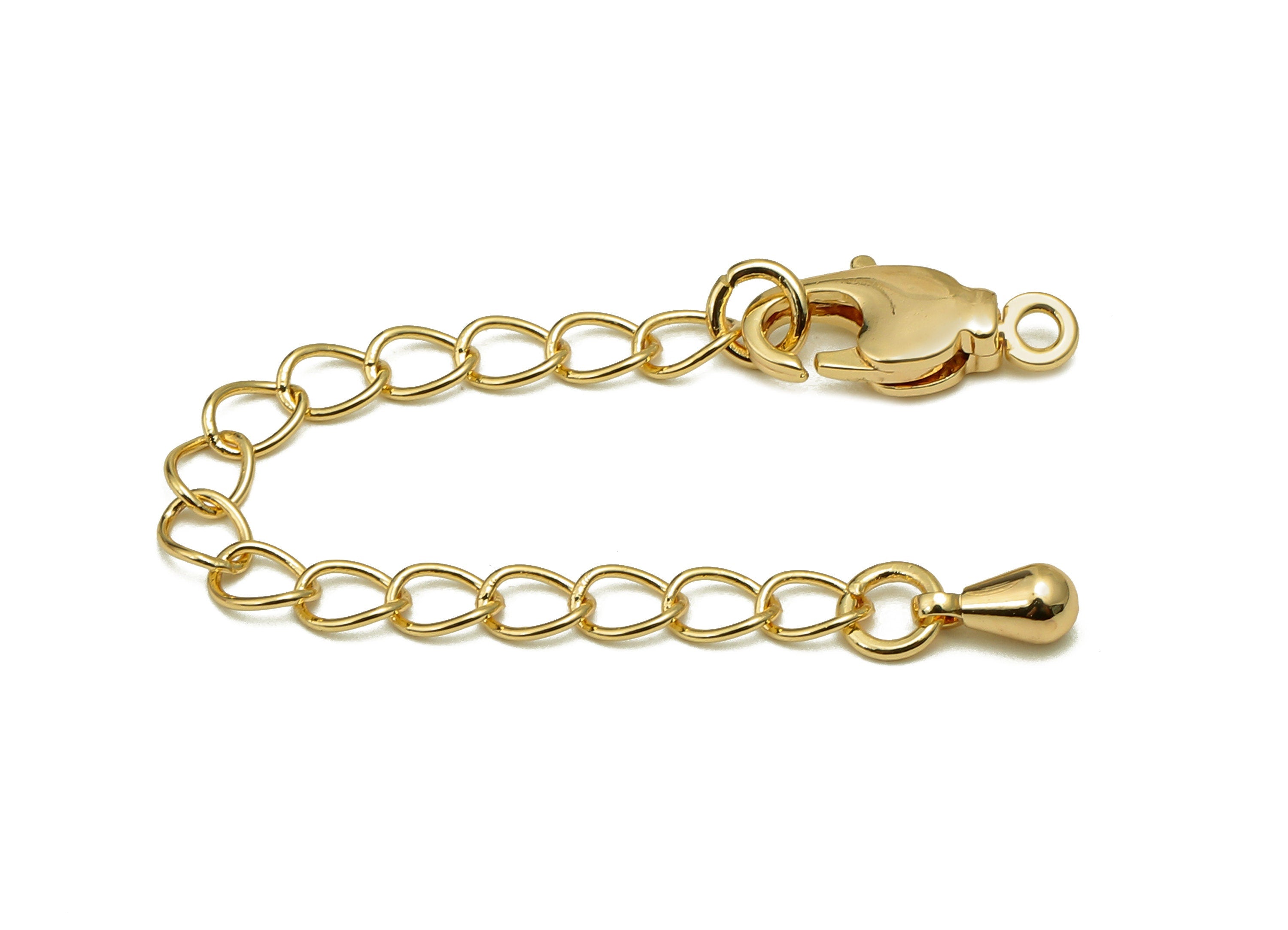 Extender Curb Chain - Extender Safety Clasp - Drop Lobster Clasp - Extension Chain - Parrot Clasps - 18K Real Gold Plating -71x6x3mm-RGP5570 - DOMEDBAZAAR