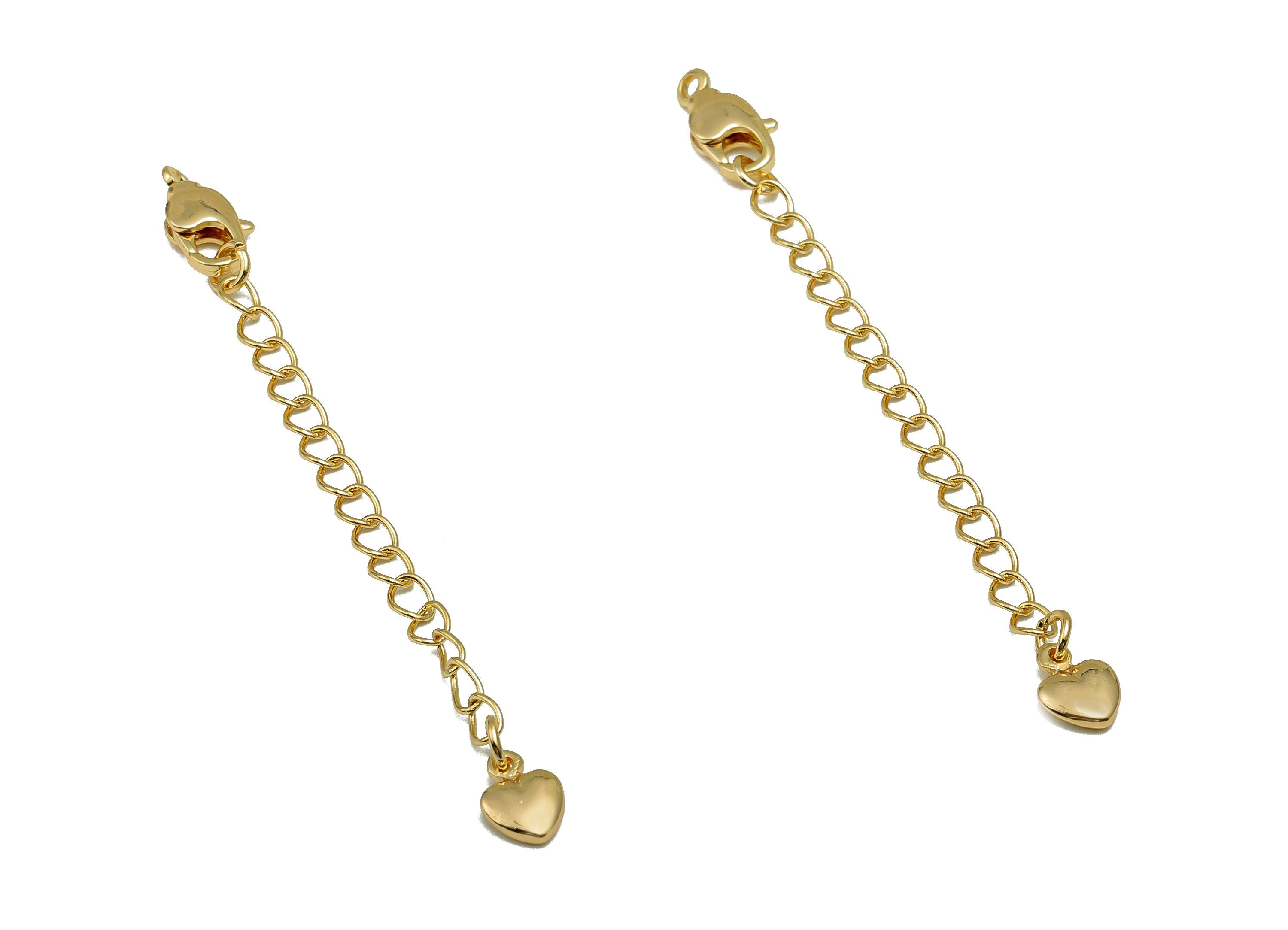 Extender Curb Chain - Extender Safety Clasp - Heart Lobster Clasp - Extension Chain - Parrot Clasps -18K Real Gold Plating -71x6x3mm-RGP5571 - DOMEDBAZAAR