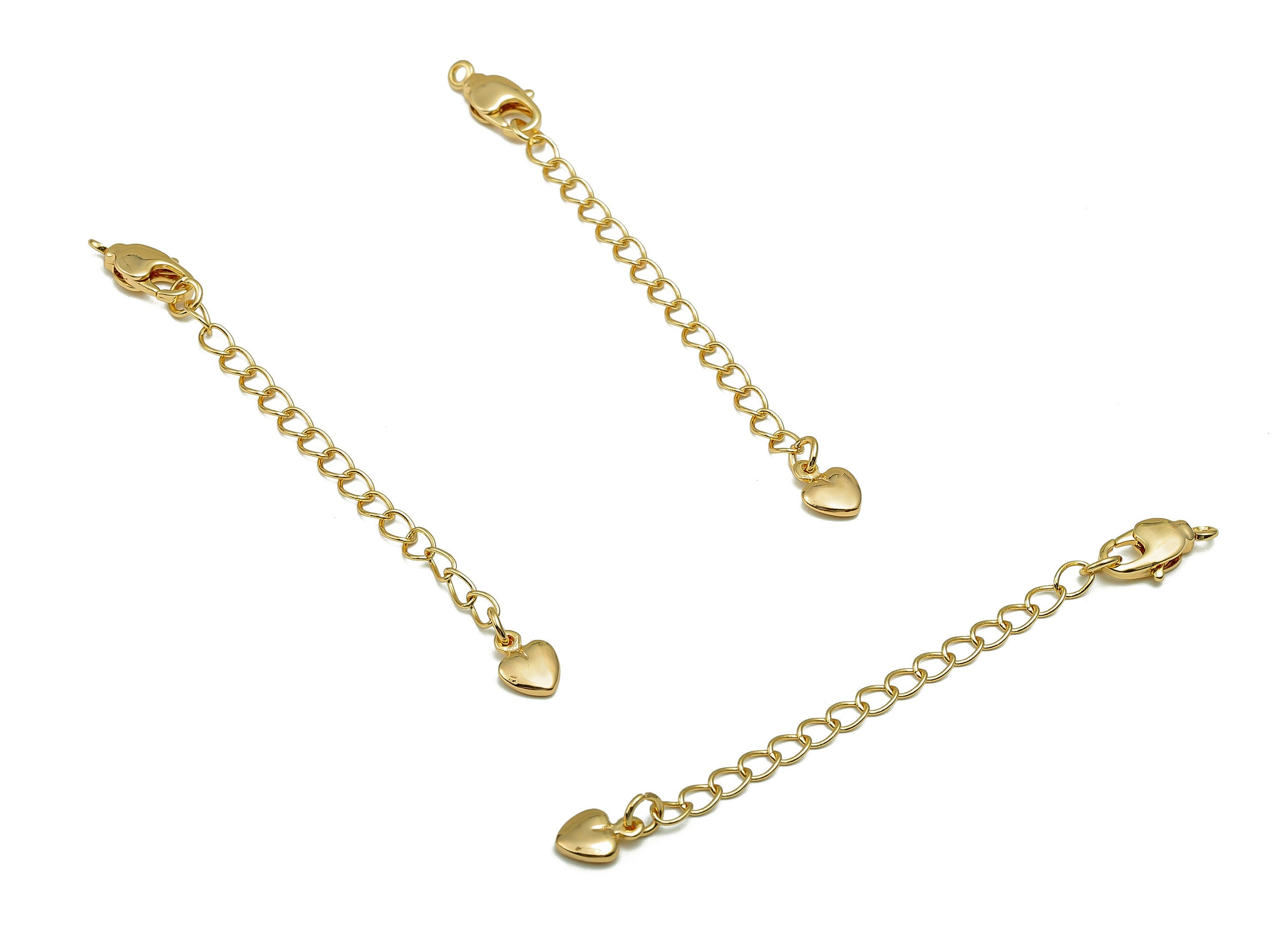 Extender Curb Chain - Extender Safety Clasp - Heart Lobster Clasp - Extension Chain - Parrot Clasps -18K Real Gold Plating -71x6x3mm-RGP5571 - DOMEDBAZAAR